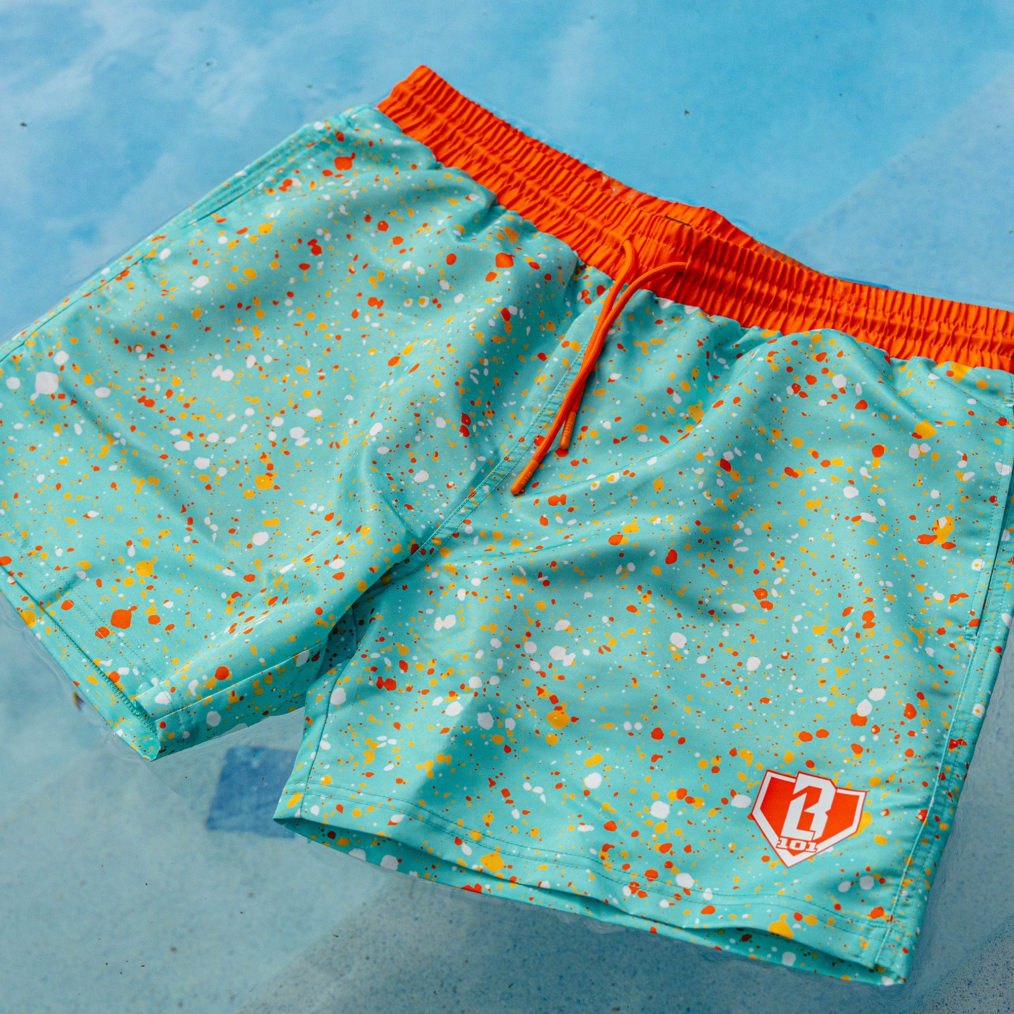 Splatter Swim Trunks - Teal - Baseball Lifestyle 101