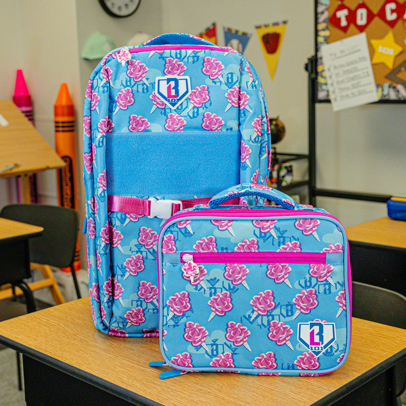 Multi-Color backpack with "Cotton Candy SZN 2" design — back view