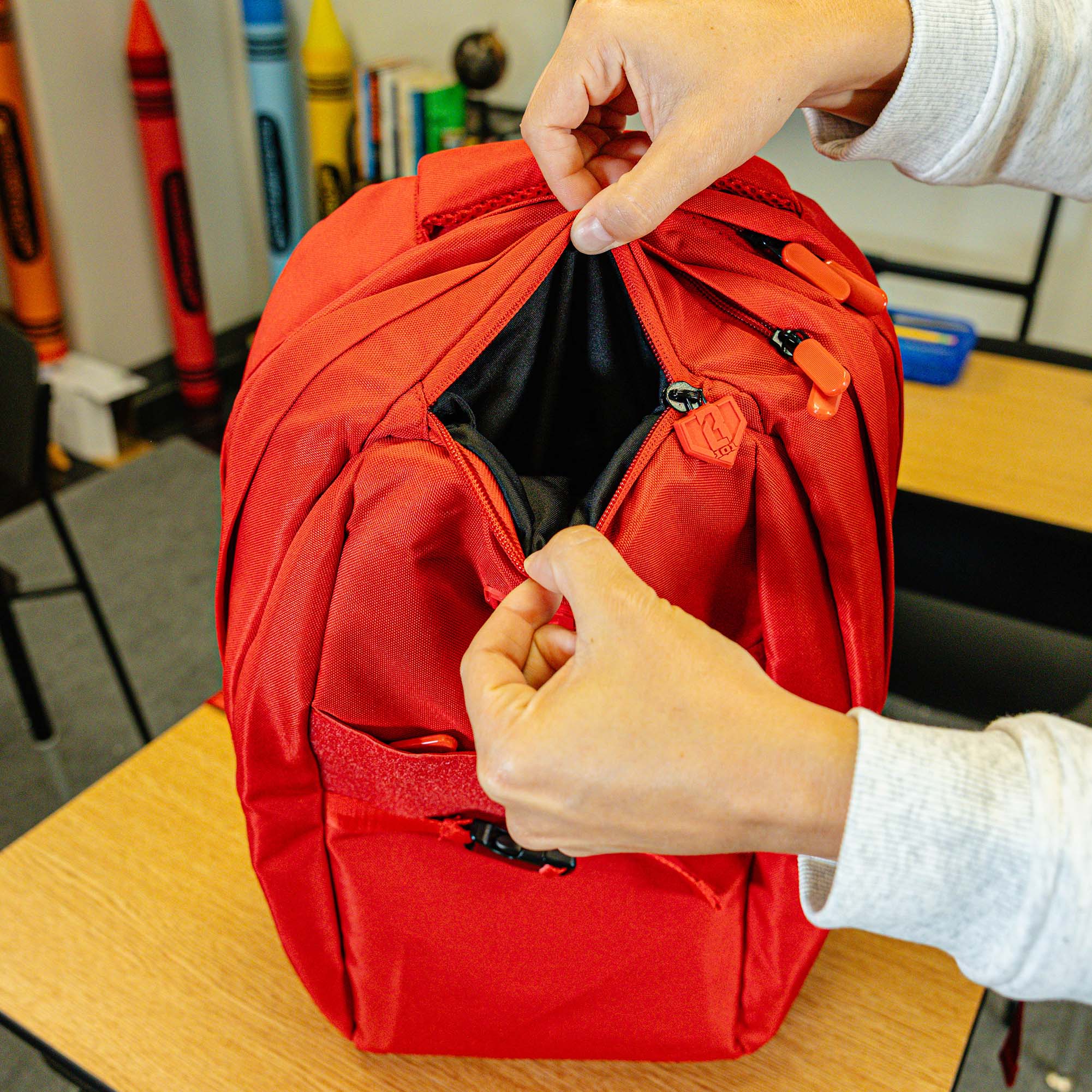 Red SZN 2 backpack — back view