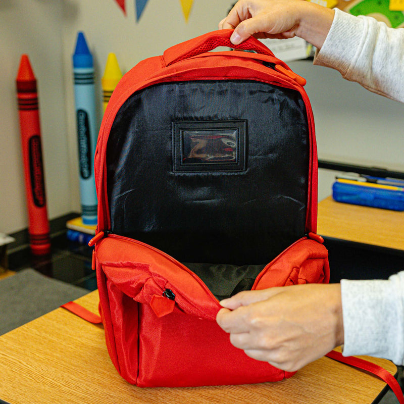 Red SZN 2 backpack — back view