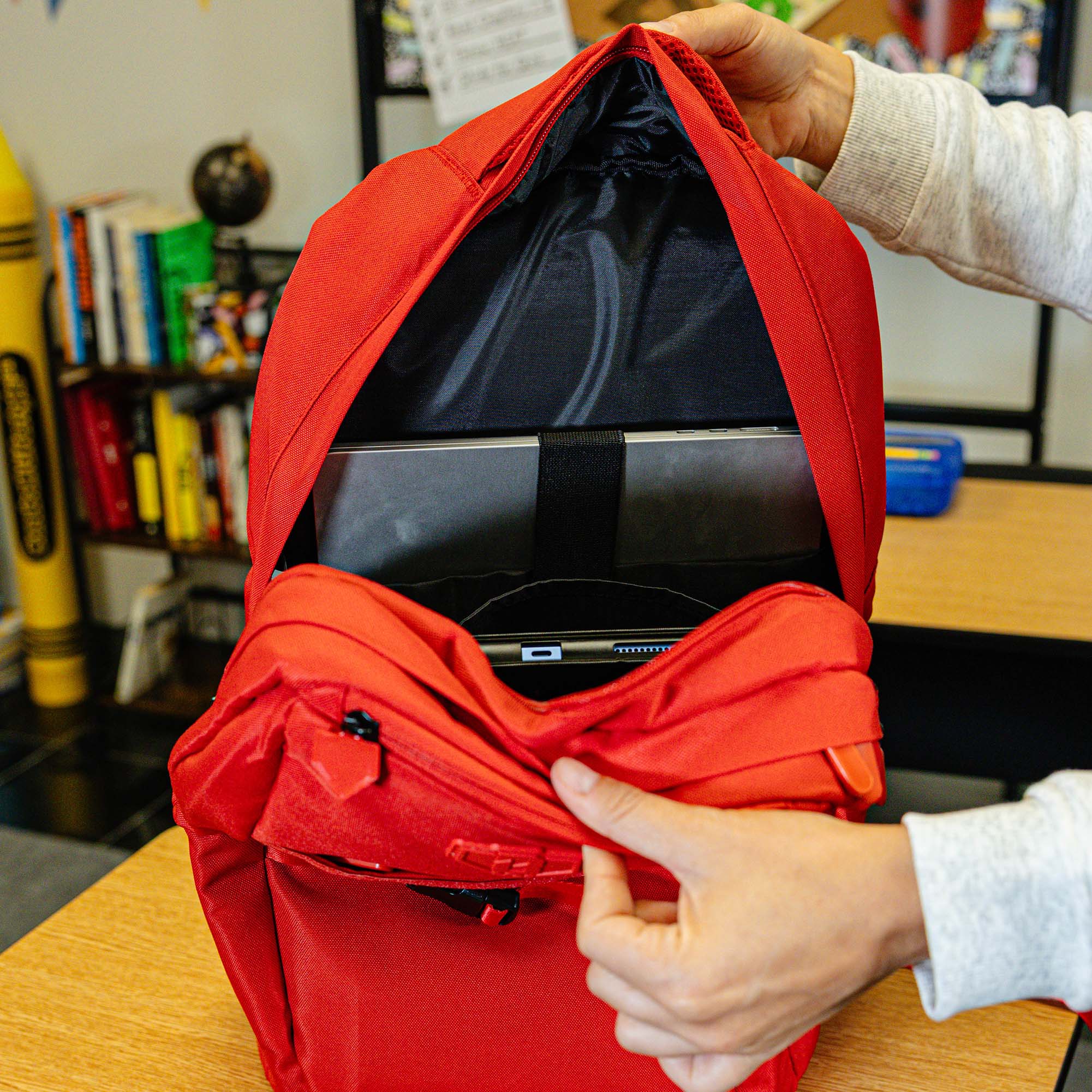 Red SZN 2 backpack — back view