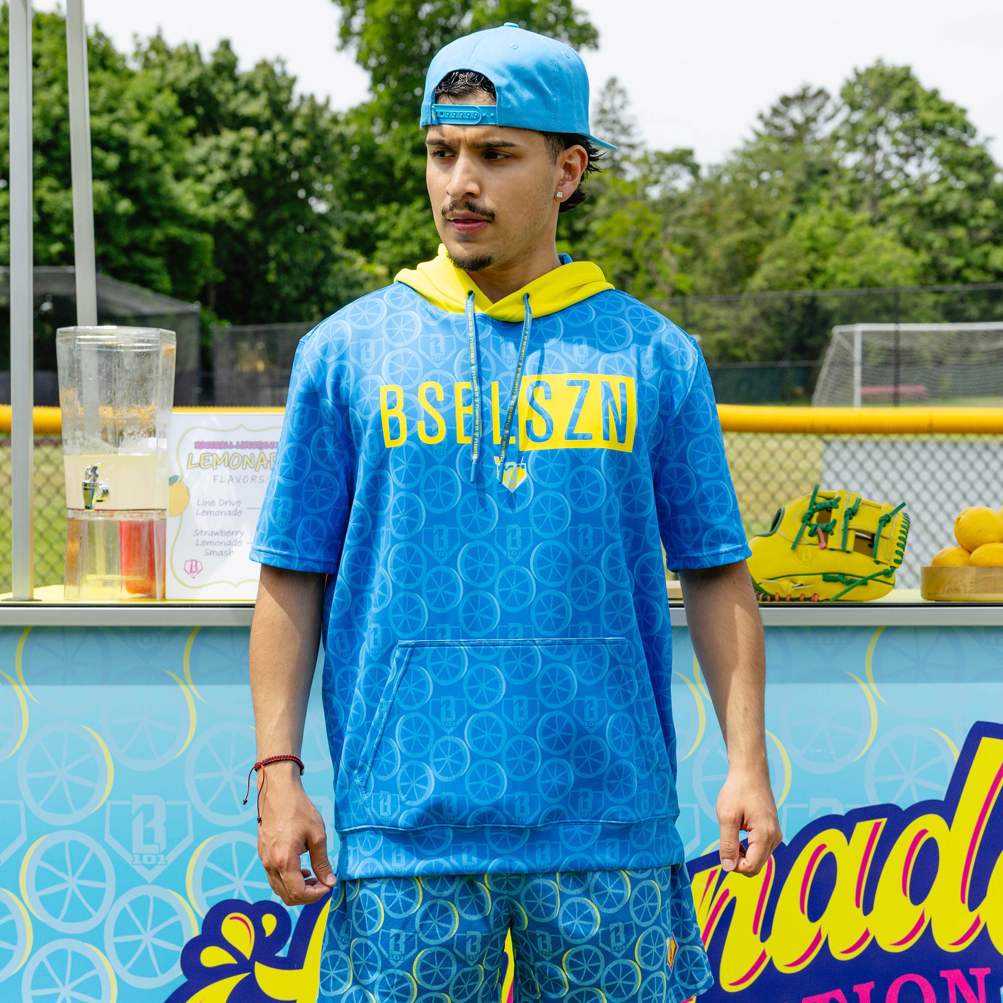 BSBL-SZN Short Sleeve Hoodie V3 - Blue Blast - Baseball Lifestyle 101