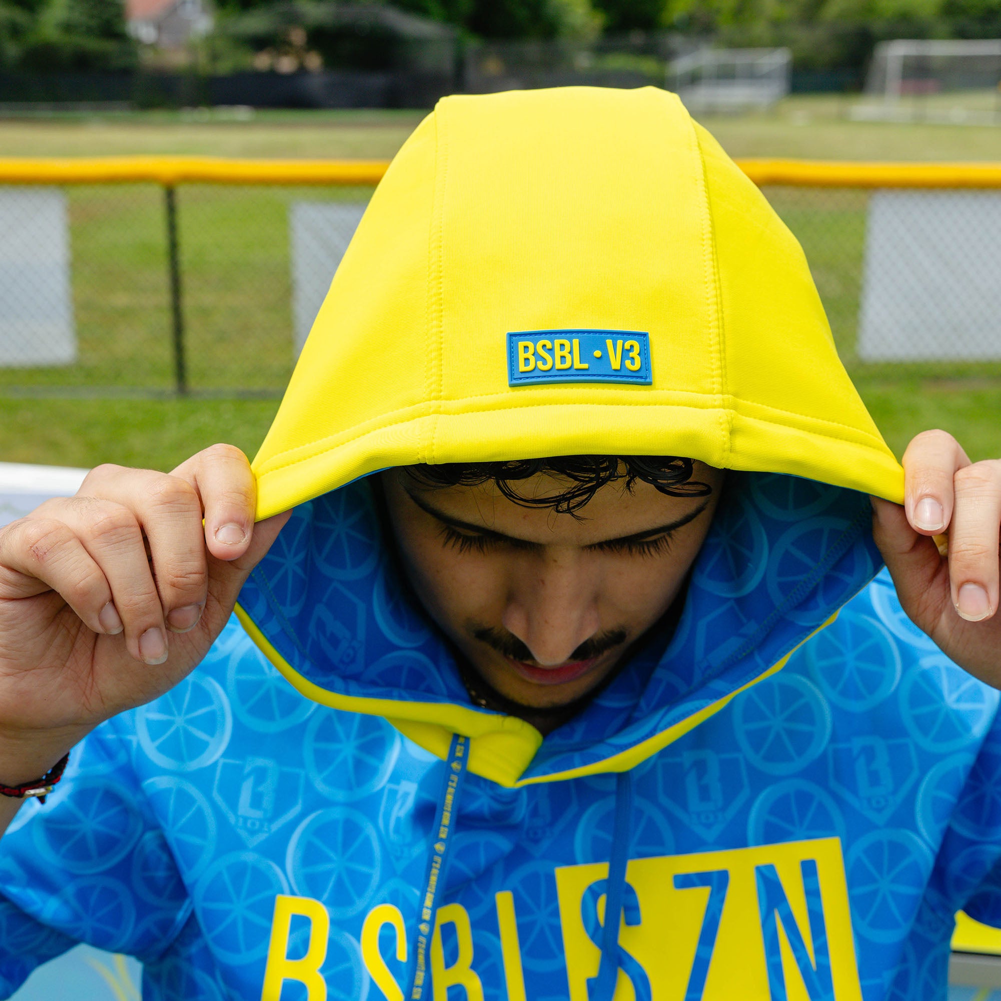 BSBL-SZN Short Sleeve Hoodie V3 - Blue Blast - Baseball Lifestyle 101