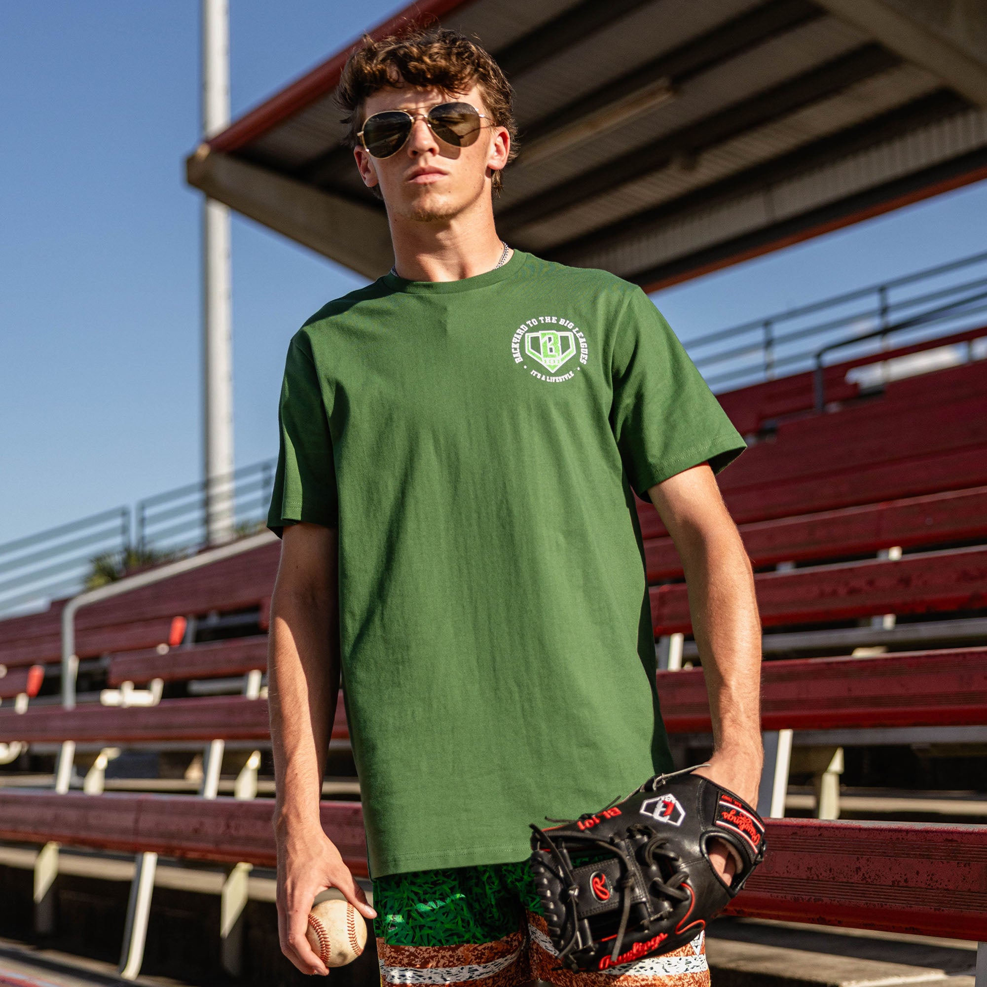 トップス refomed BASEBALL BIG TEE Backyard To Big League Tee - Green - Baseball Lifestyle 101