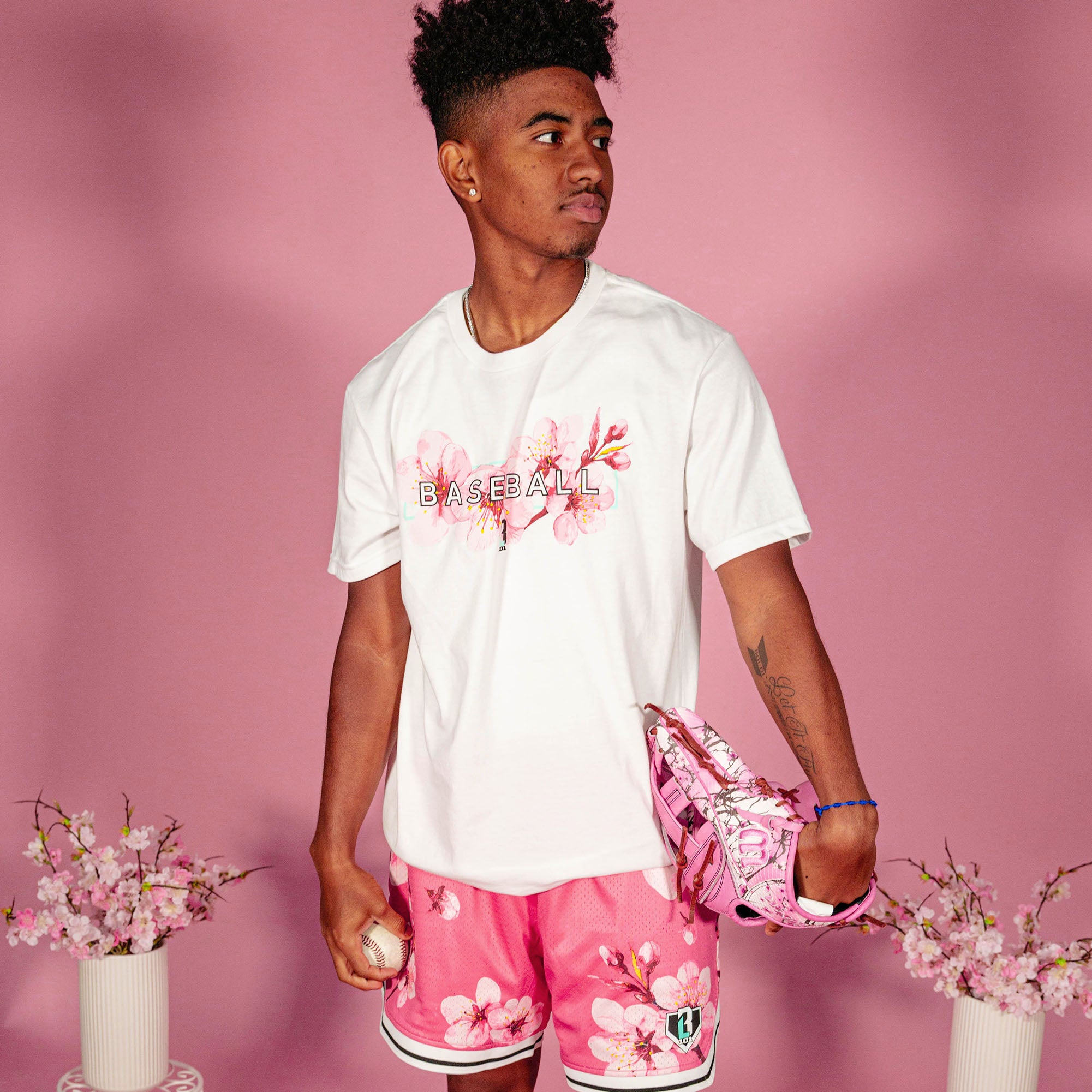 Cherry Blossoms Court Shorts - Pink - Baseball Lifestyle 101
