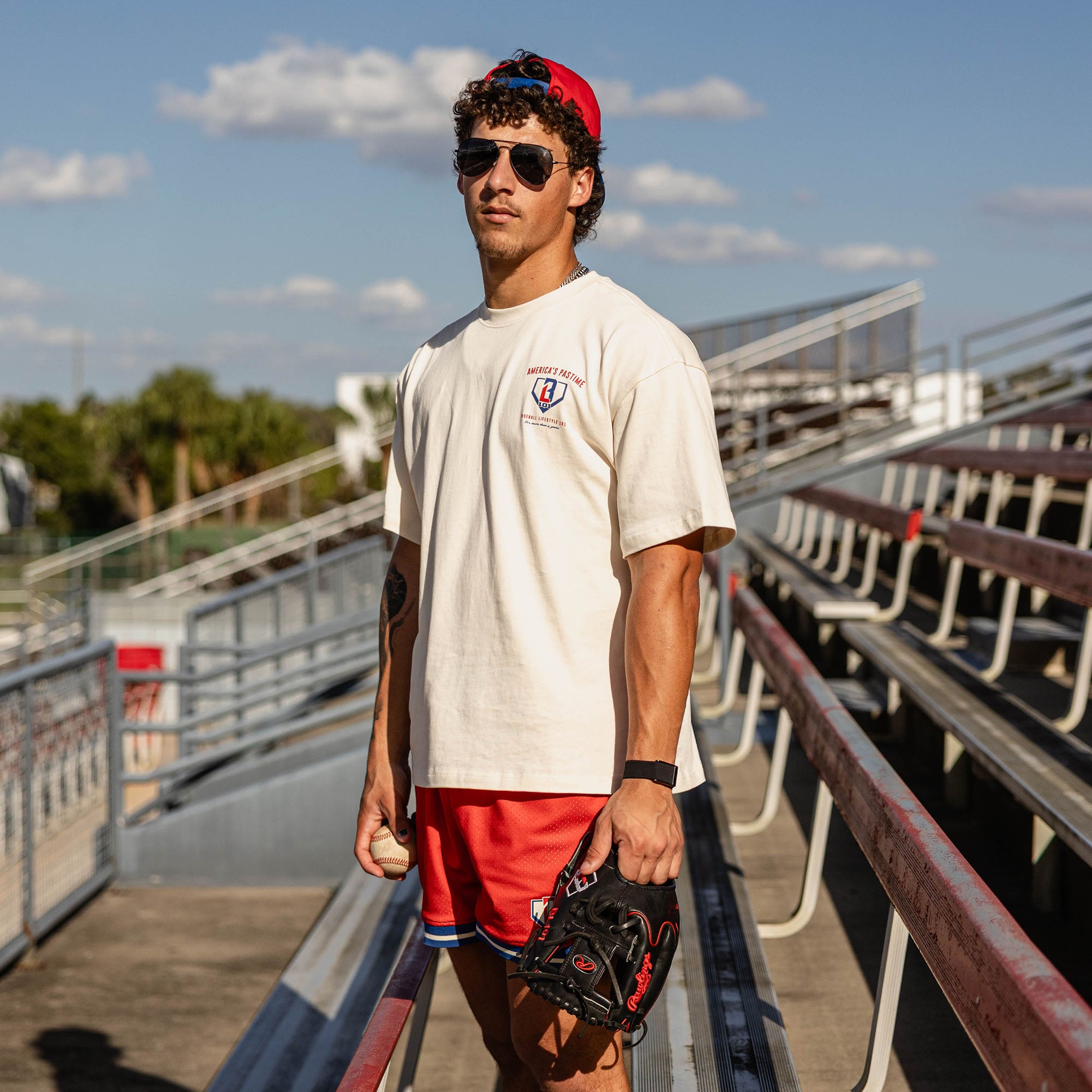 トップス refomed BASEBALL BIG TEE Stadium Relaxed Tee - Bone - Baseball Lifestyle 101