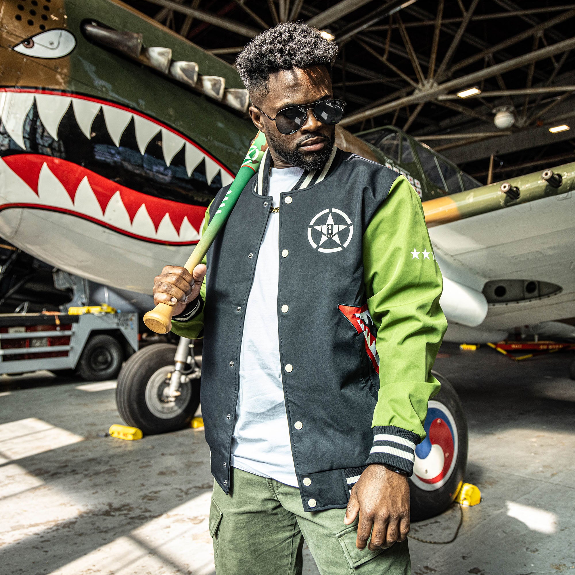 Warhawk Bomber Jacket - Black/Army Green