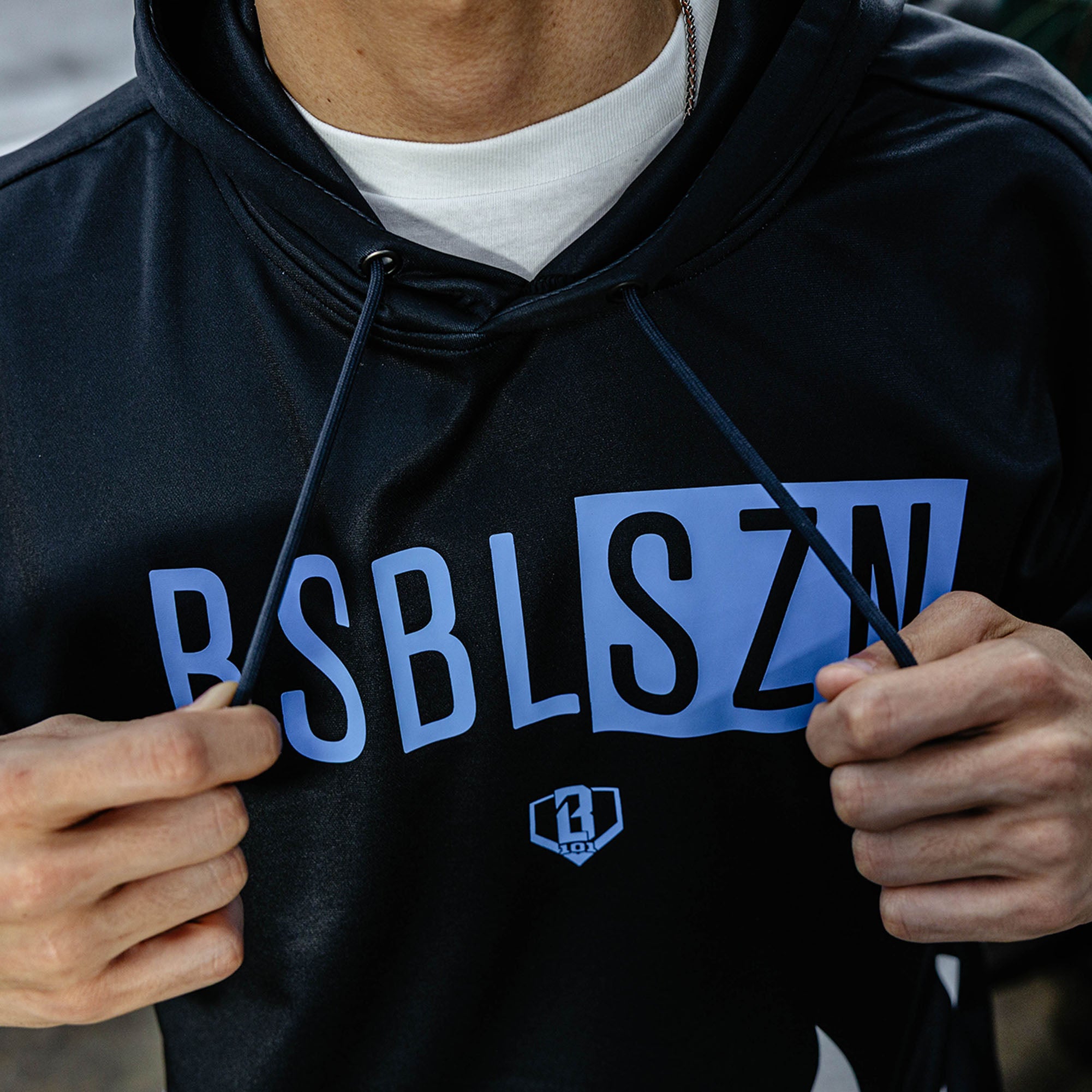 BSBL-SZN V2 Short Sleeve Hoodie - Flames Blue - Baseball Lifestyle 101