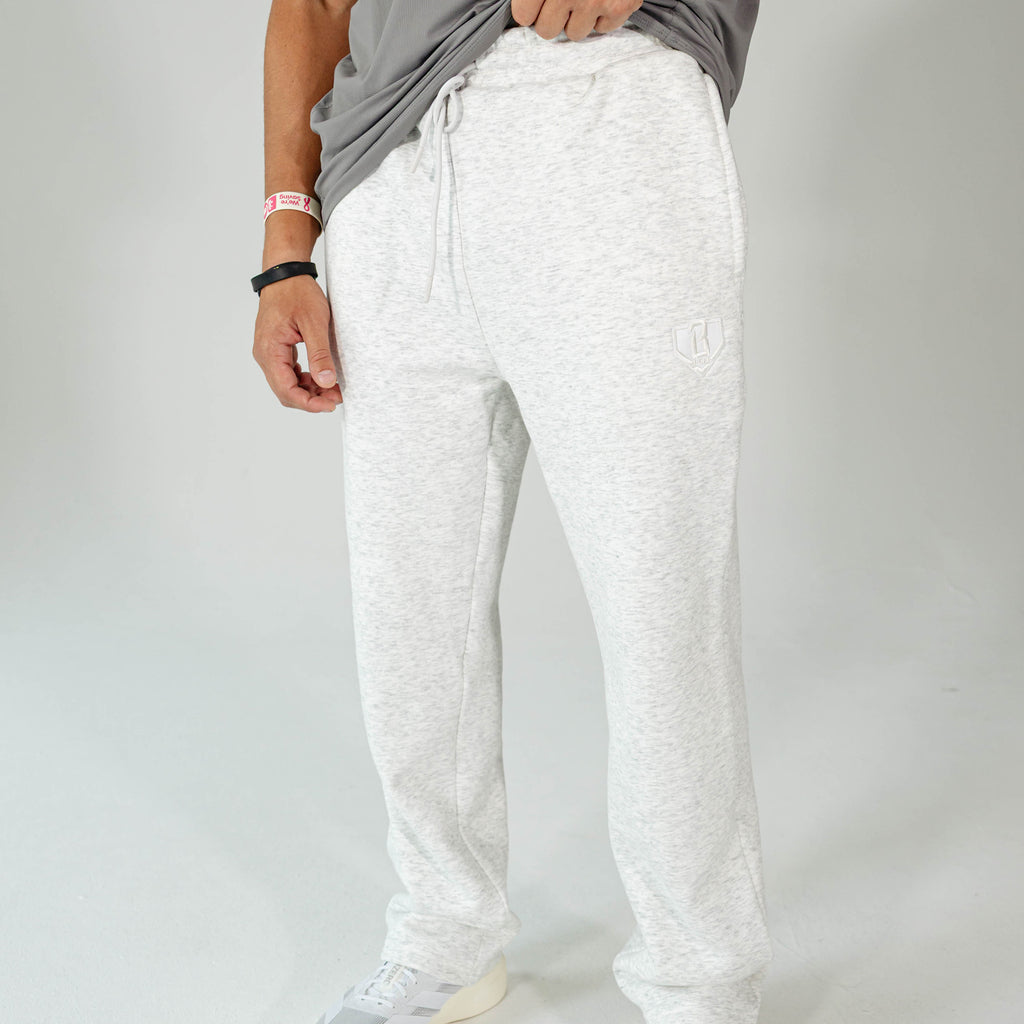 Adult model wearing Gray Baseline Straight Leg sweatpants