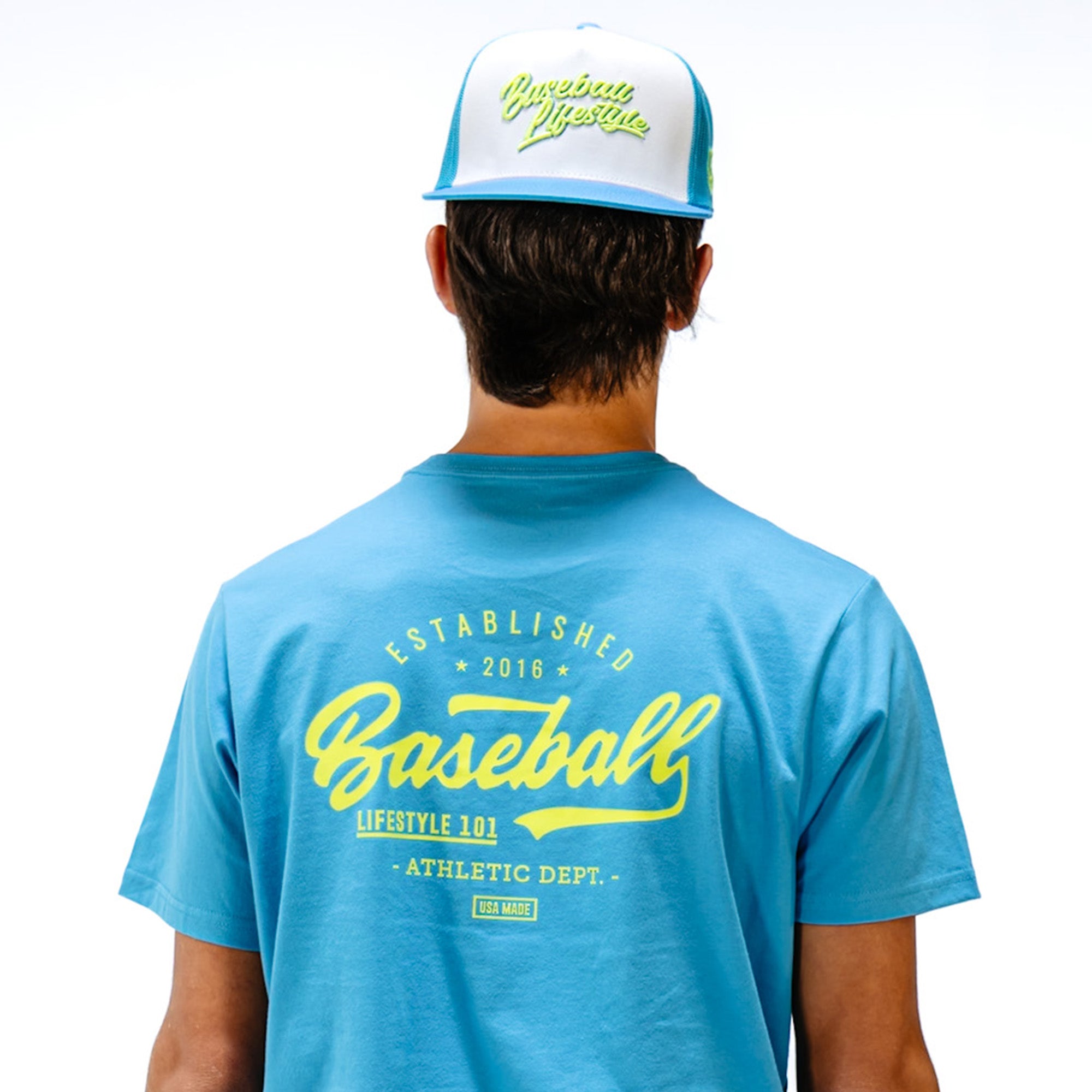 Established Tee Highlighter Blue Baseball Lifestyle 101