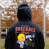 Person wearing Black hoodie with 'Authentic Baseball Lifestyle Pablo Sanchez' text