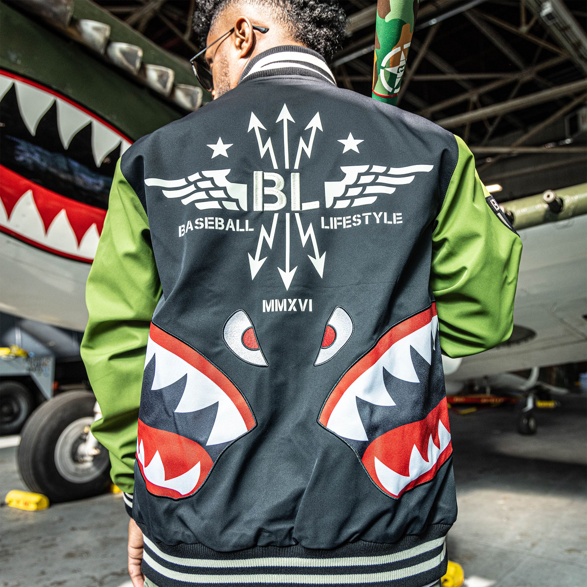 Warhawk Bomber Jacket - Black/Army Green - Baseball Lifestyle 101