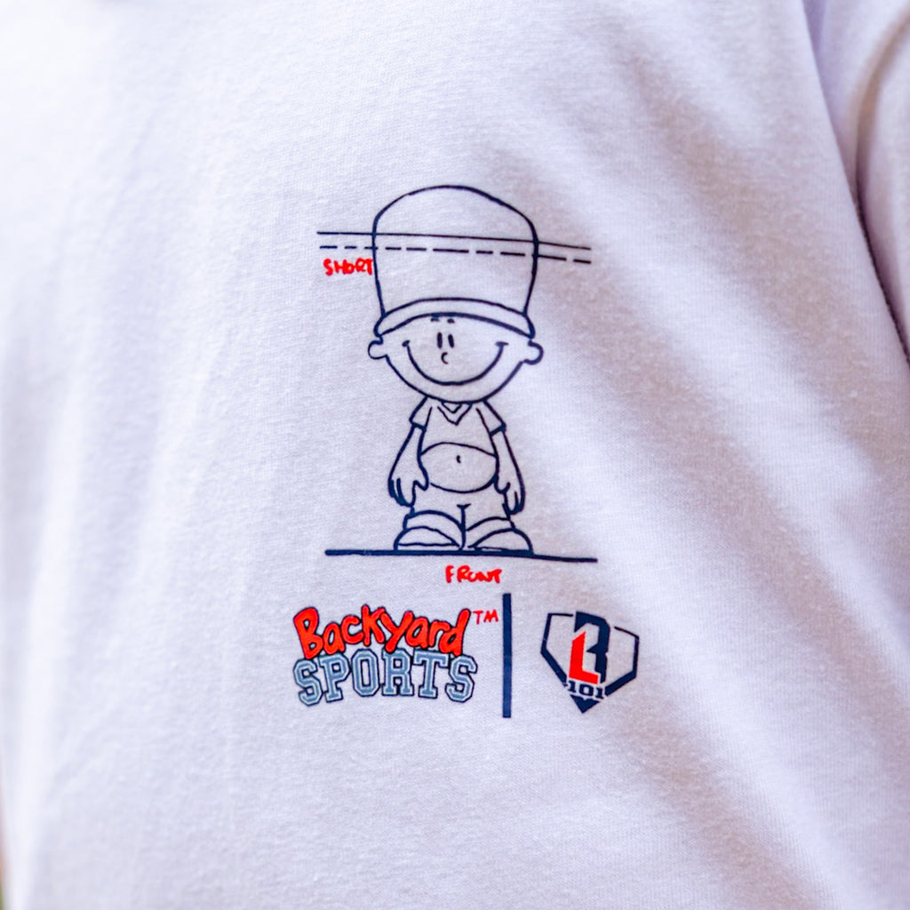 White sweatshirt with Pablo Sanchez graphic and 'Backyard Sports' logo on a white background