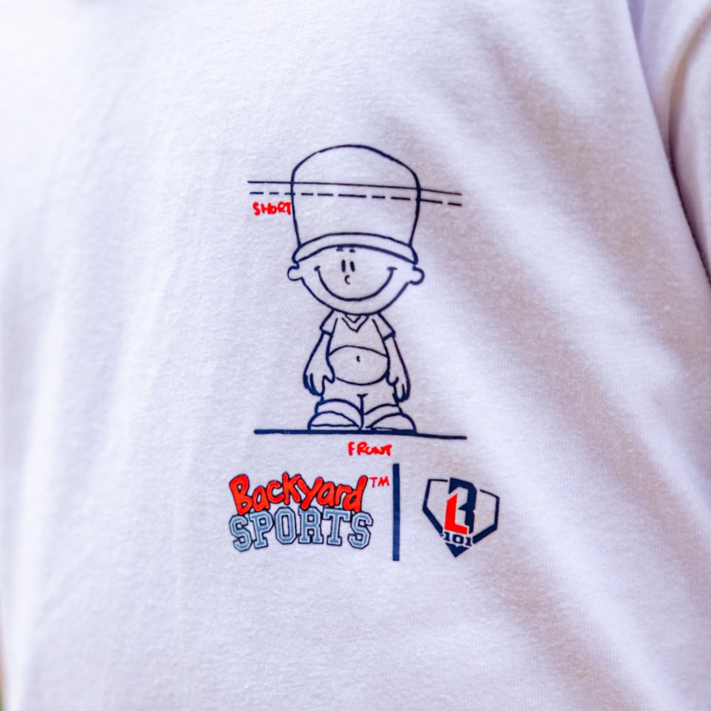 White sweatshirt with Pablo Sanchez graphic and 'Backyard Sports' logo on a white background