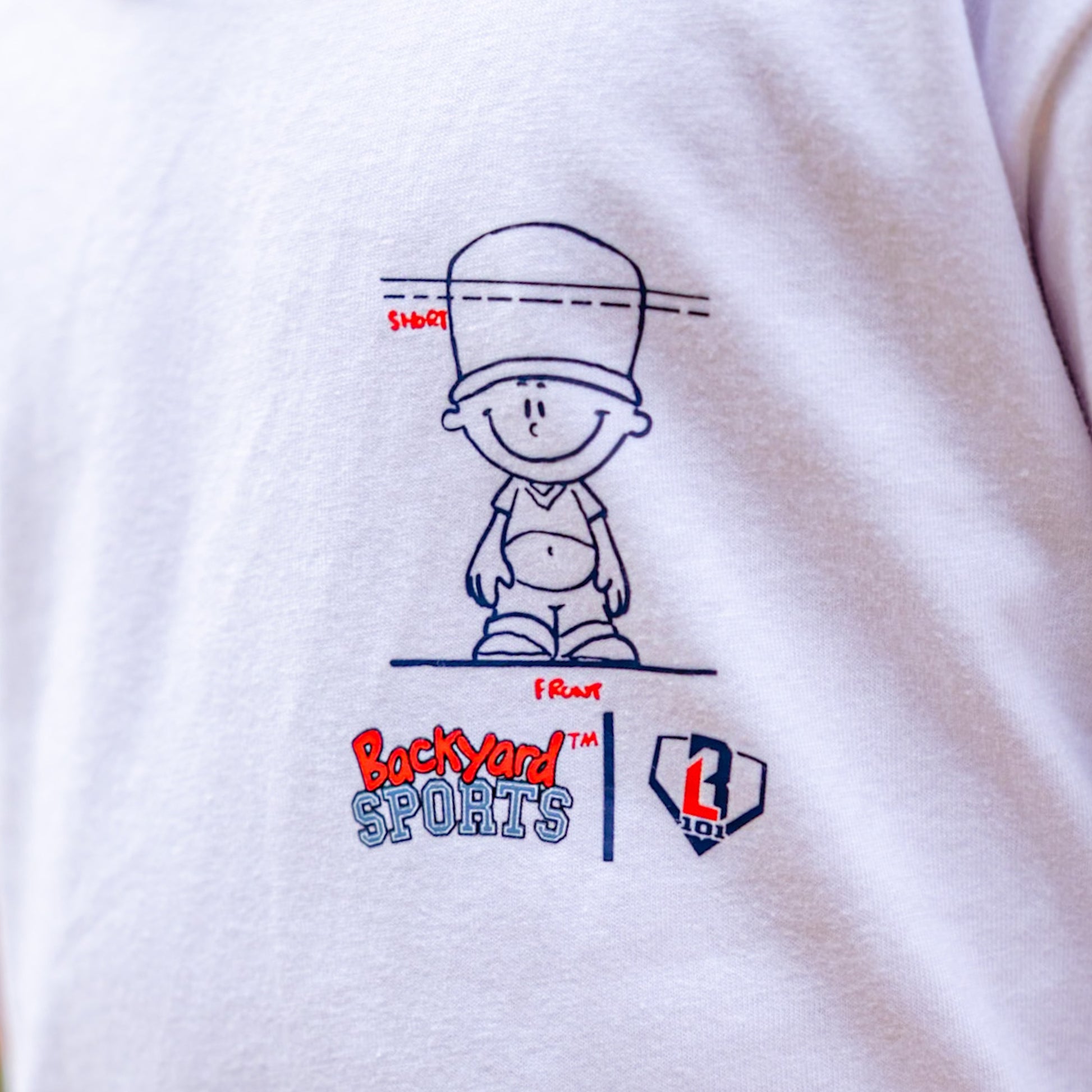 White sweatshirt with Pablo Sanchez graphic and 'Backyard Sports' logo on a white background