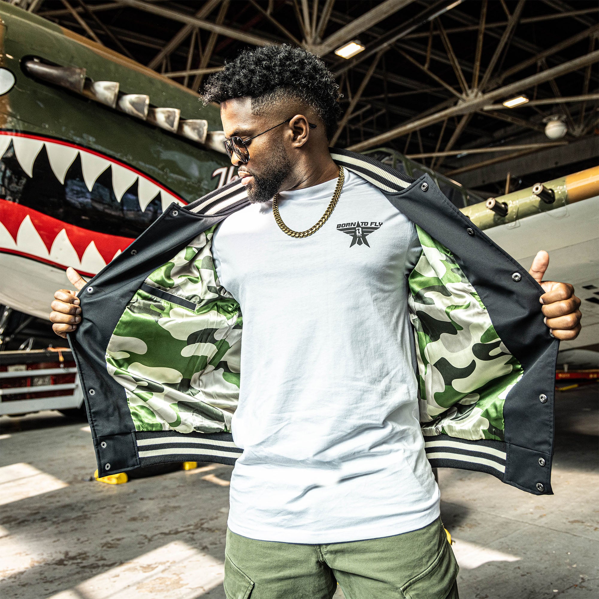 Warhawk Bomber Jacket - Black/Army Green - Baseball Lifestyle 101
