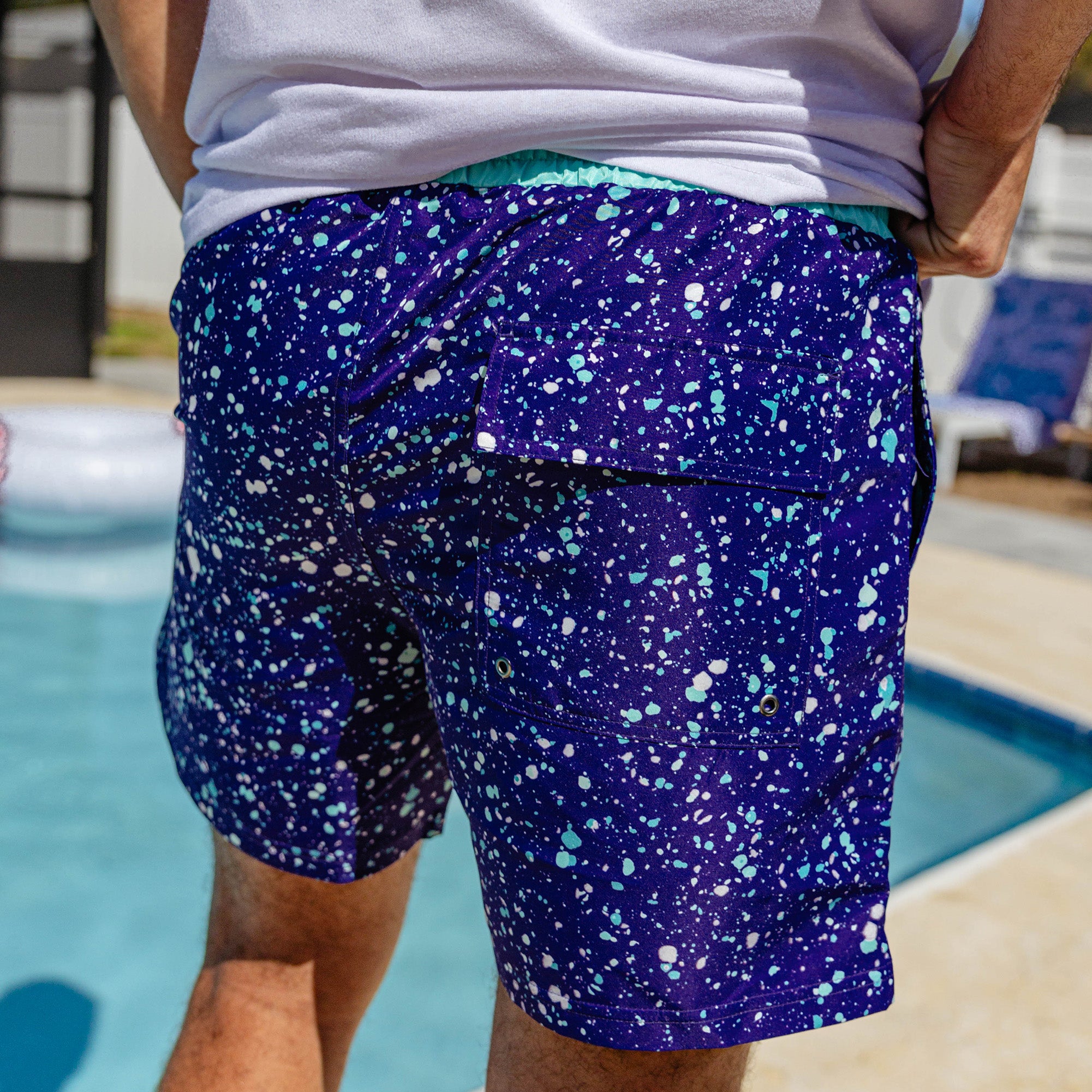 Splatter Swim Trunks - Purple - Baseball Lifestyle 101