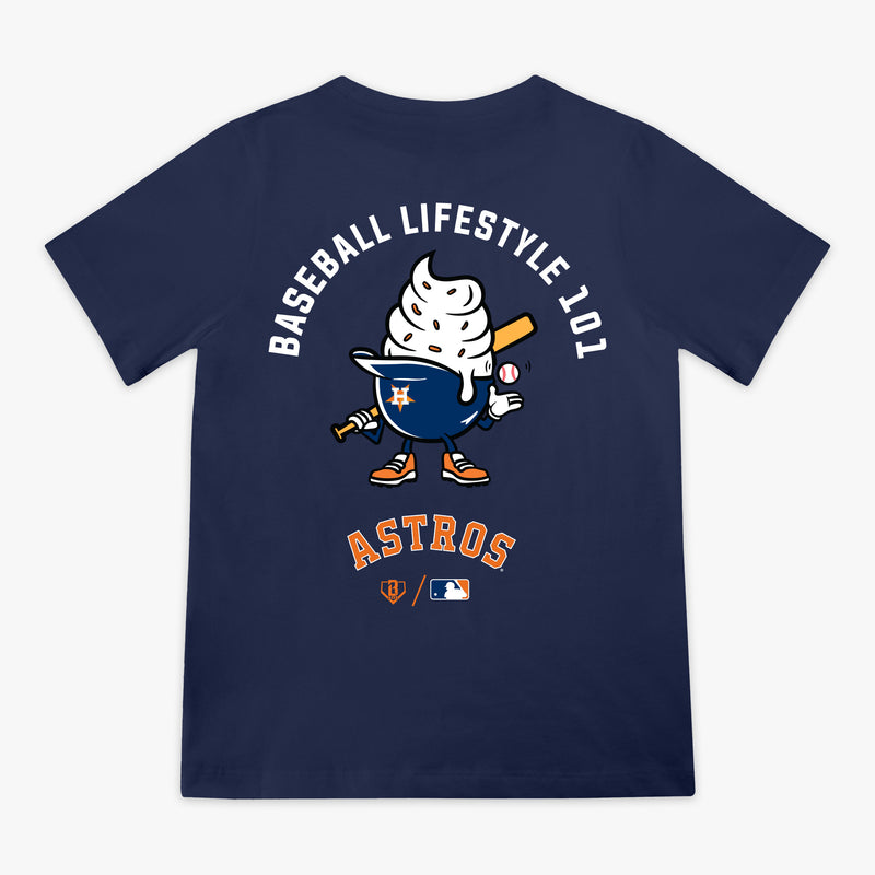 Navy youth graphic tee with "Houston Astros Ice Cream" design - back view