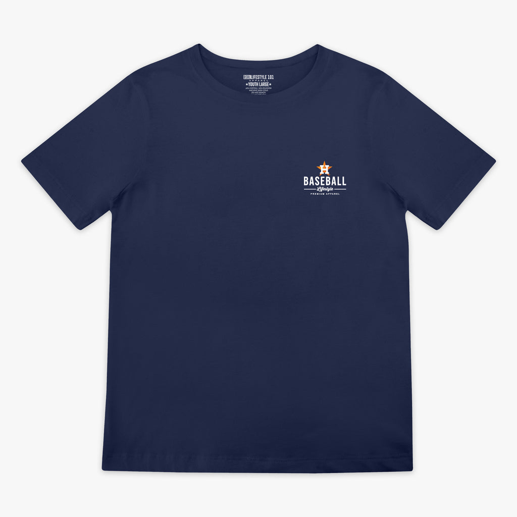 Navy youth graphic tee with "Houston Astros Ice Cream" design - front view