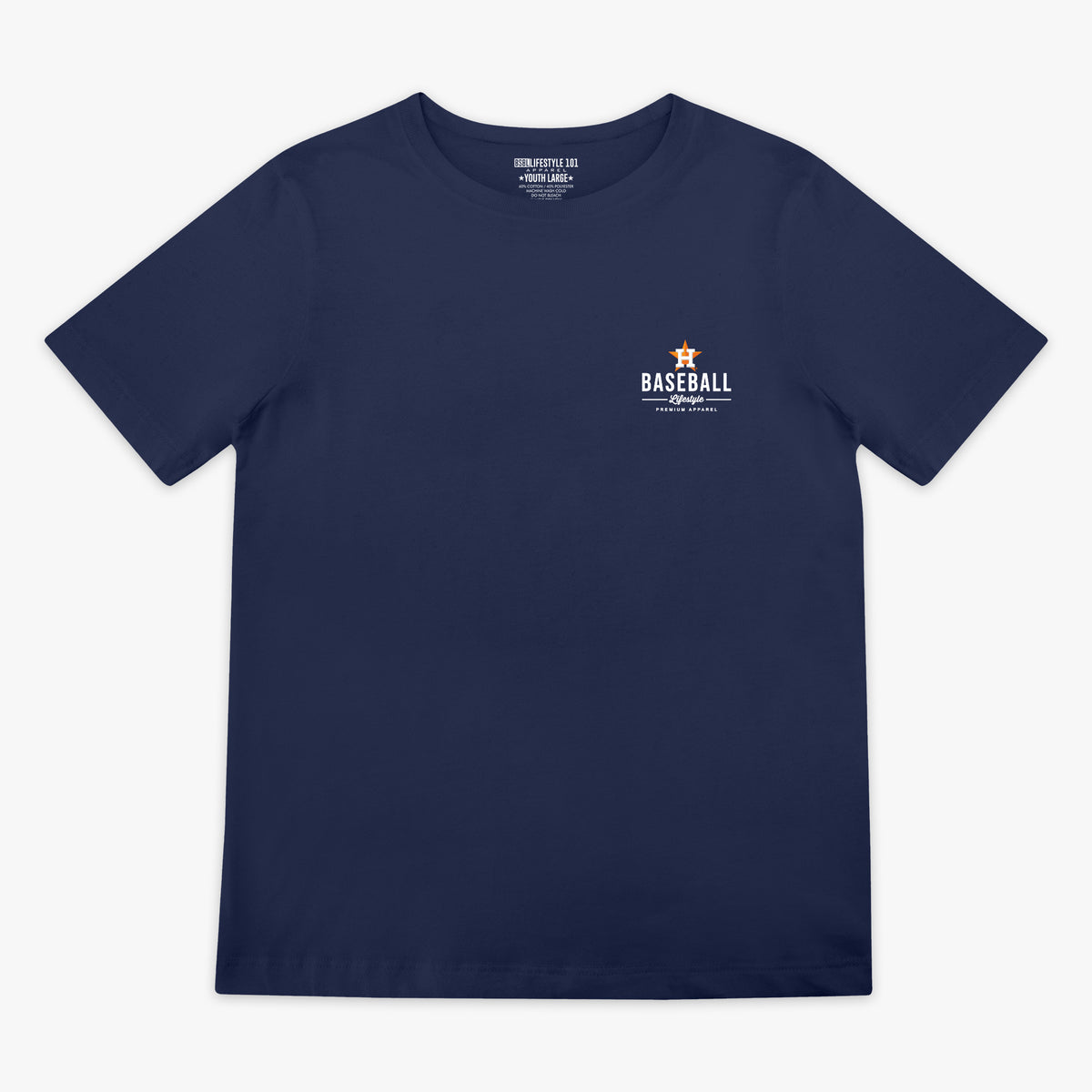 Navy youth graphic tee with "Houston Astros Ice Cream" design - front view