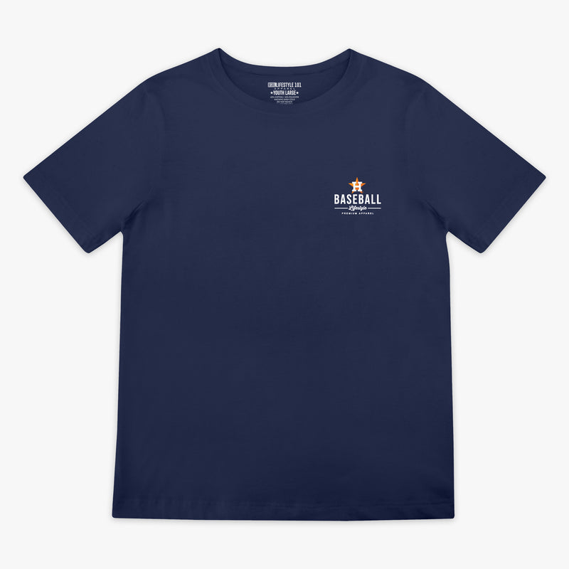 Navy youth graphic tee with "Houston Astros Ice Cream" design - front view