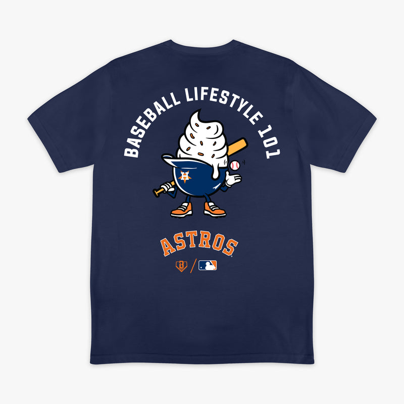 Navy graphic tee with "Houston Astros Ice Cream" design - back view