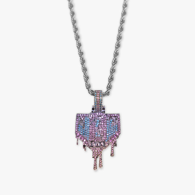 White Gold BL101 Drip Plate necklace on white background