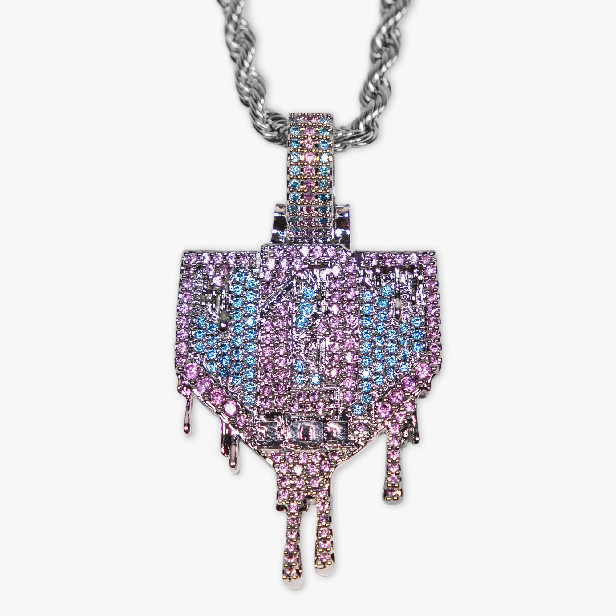 White Gold BL101 Drip Plate necklace on white background