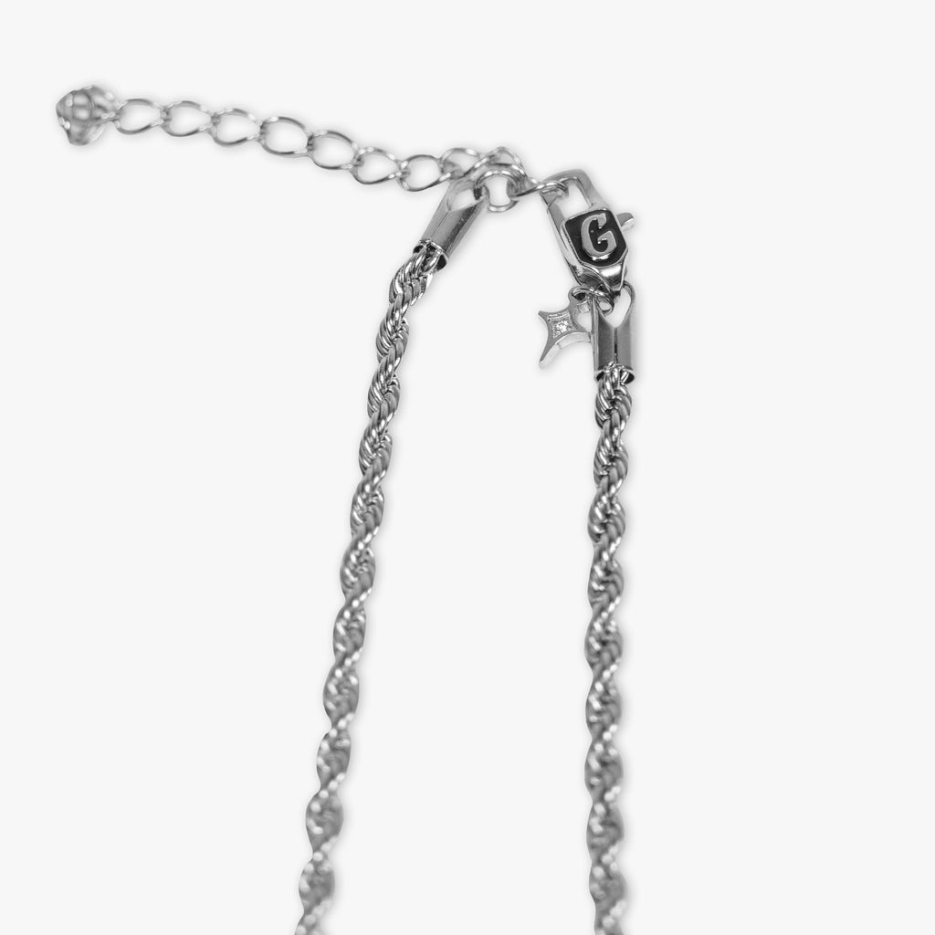 White Gold BL101 Drip Plate necklace on white background