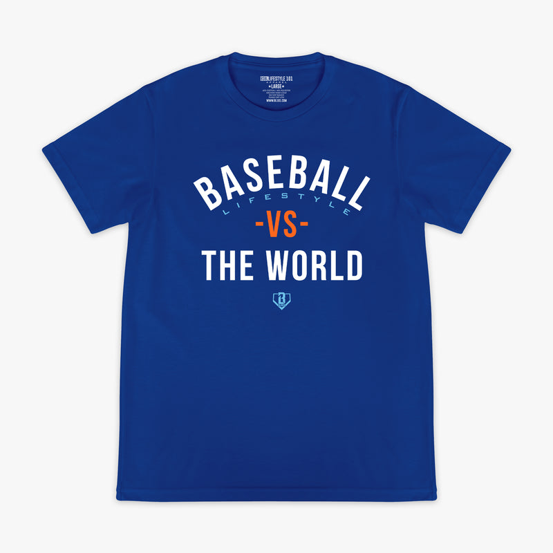 Navy BL101 Vs The World graphic tee — front view