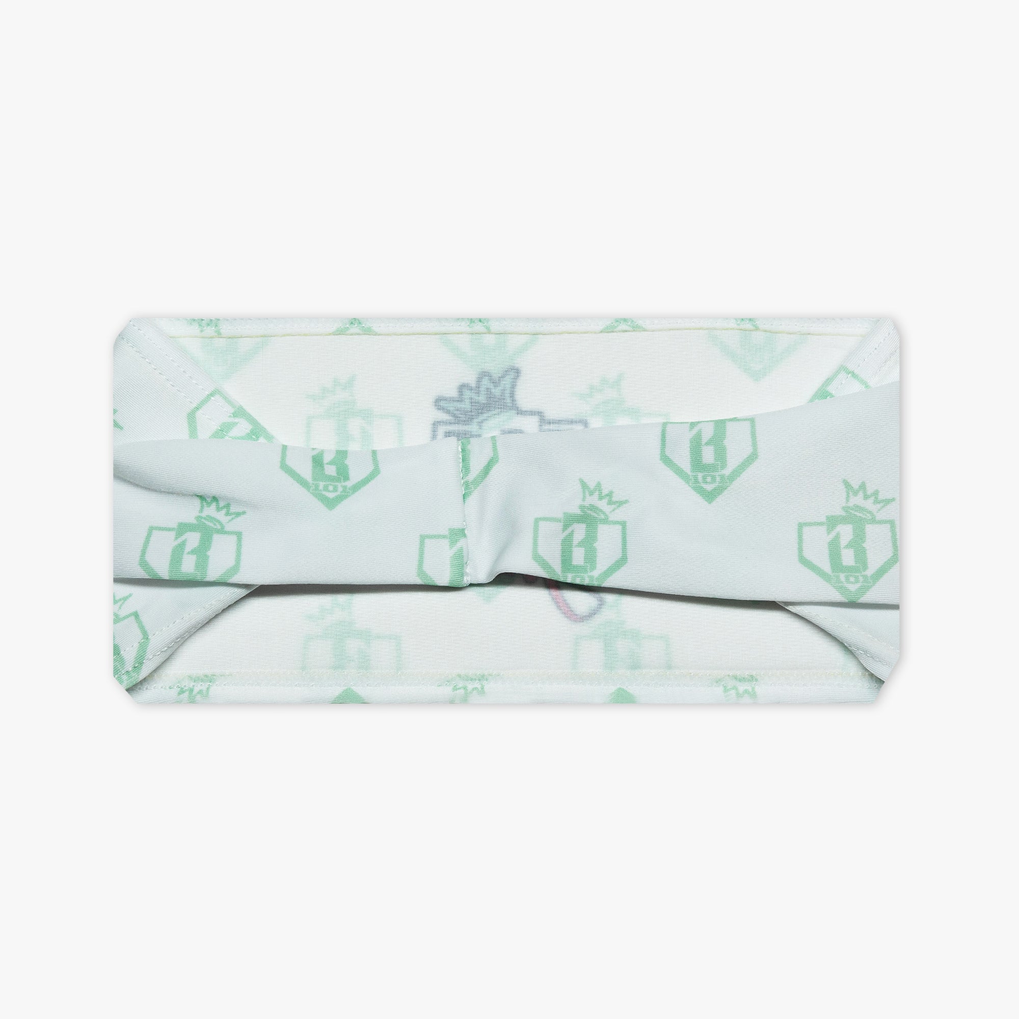 White headband with "BL101 X Eric Sim" design — product view