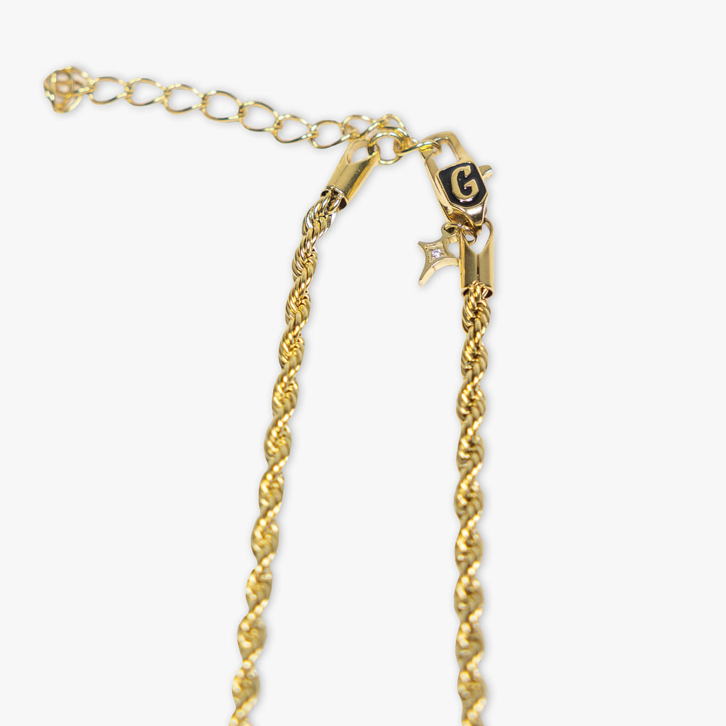 Yellow Gold BL101 Drip Plate necklace on white background