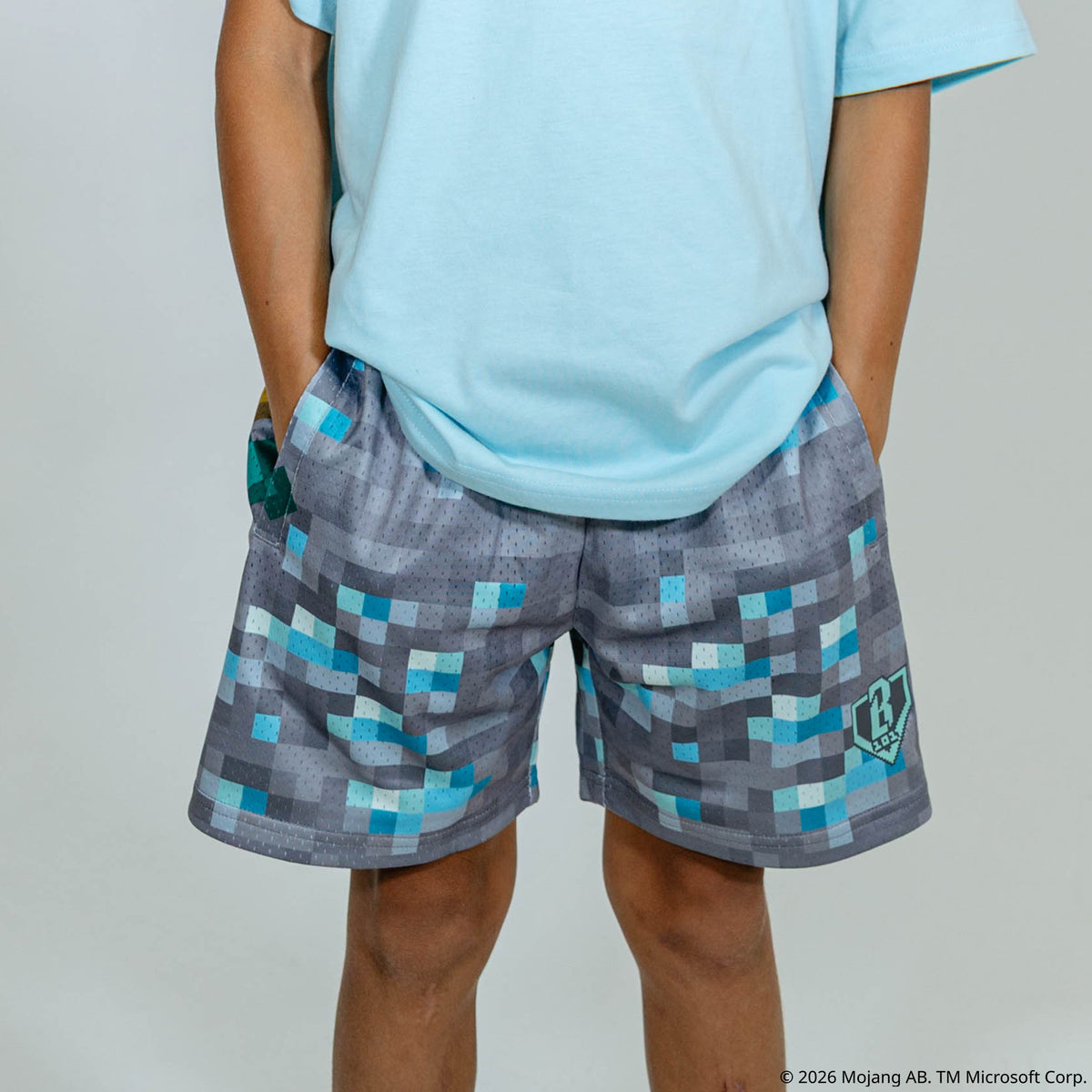 BL101 X Minecraft Diamond Mining Youth Shorts