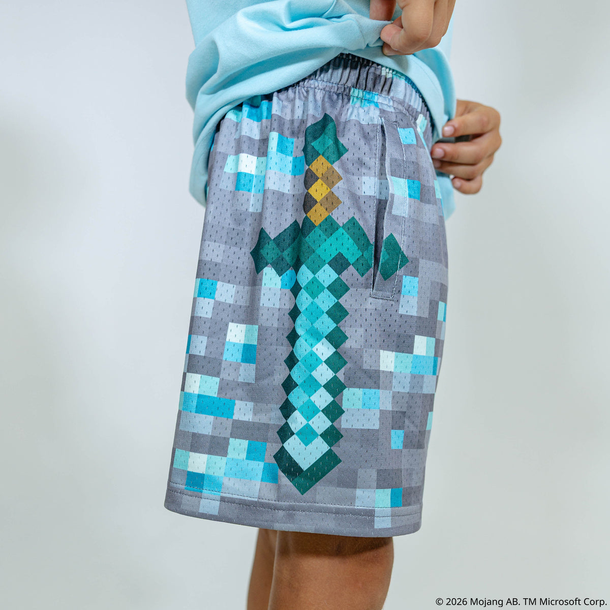 BL101 X Minecraft Diamond Mining Youth Shorts