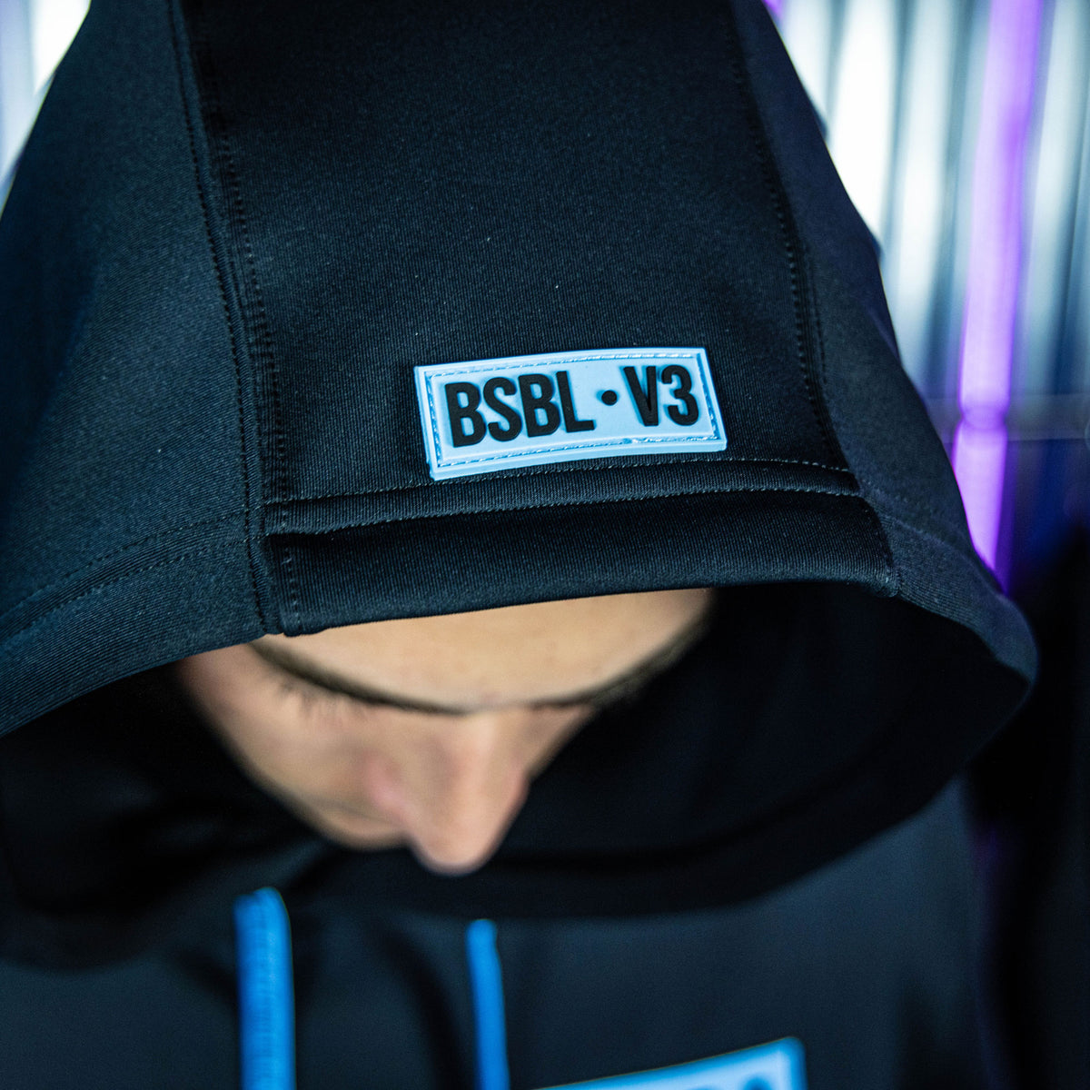 BSBL-SZN Youth Short Sleeve Hoodie V3 - Black/Light Blue - Baseball ...