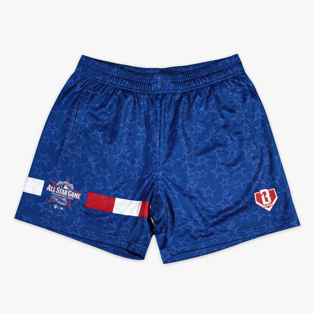 Red, White & Blue BL101 All-Star Game youth shorts — front view