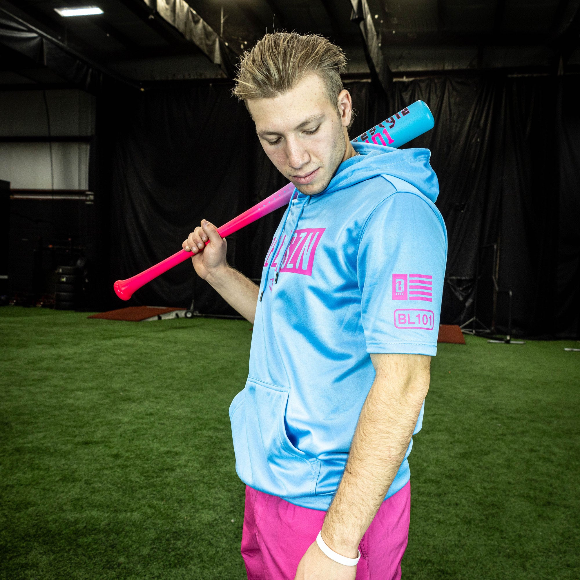 BSBL-SZN Short Sleeve Hoodie V2 - Cotton Candy Blue – Baseball