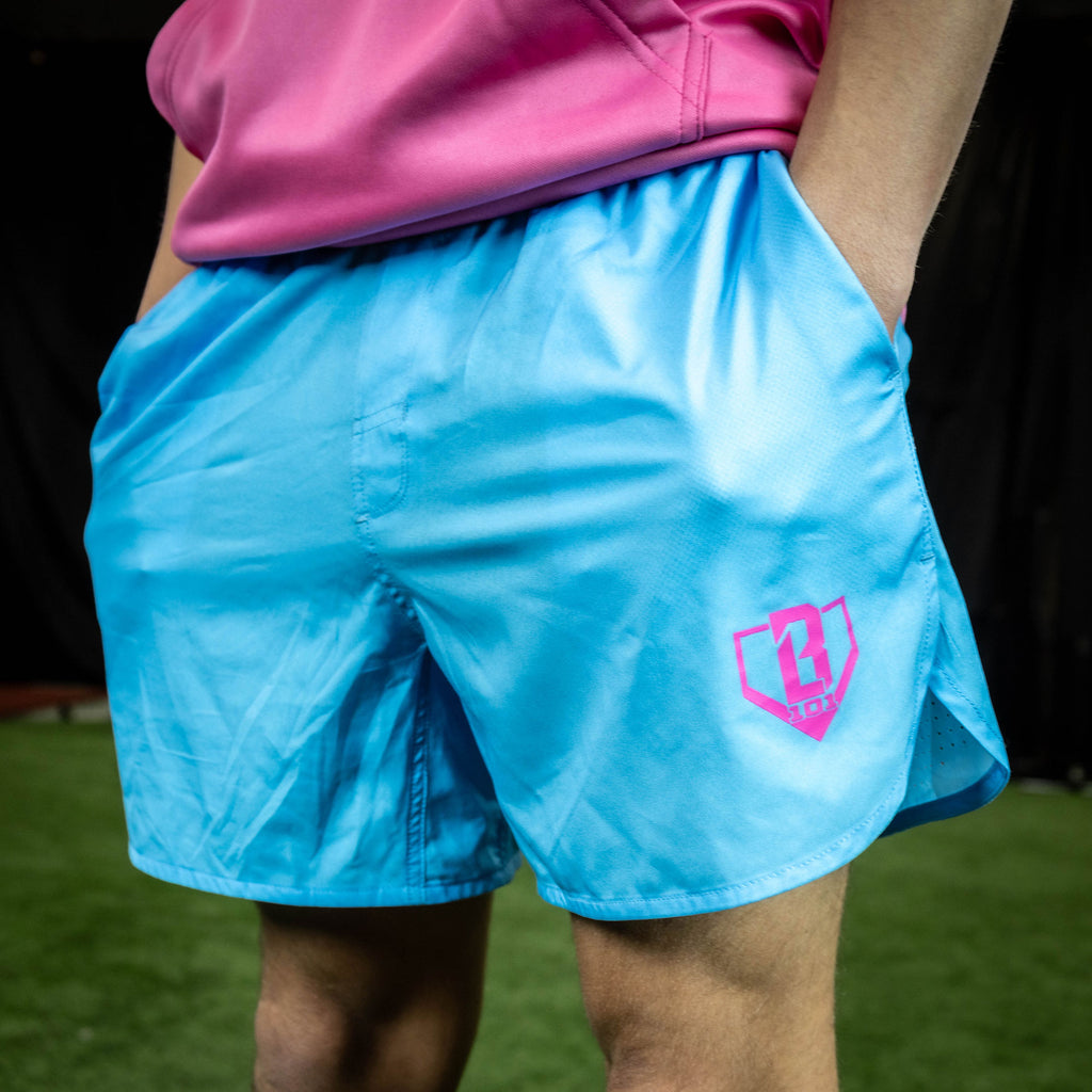Adult model wearing blue Pro Series with Liner shorts