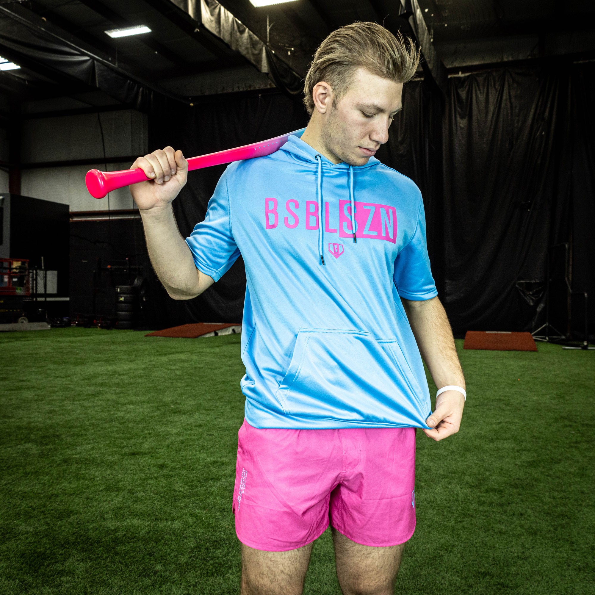 BSBL-SZN Short Sleeve Hoodie V2 - Cotton Candy Blue – Baseball