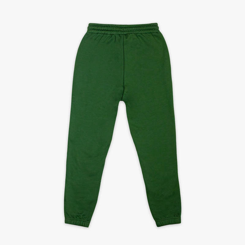 Green sweatpants on a white background