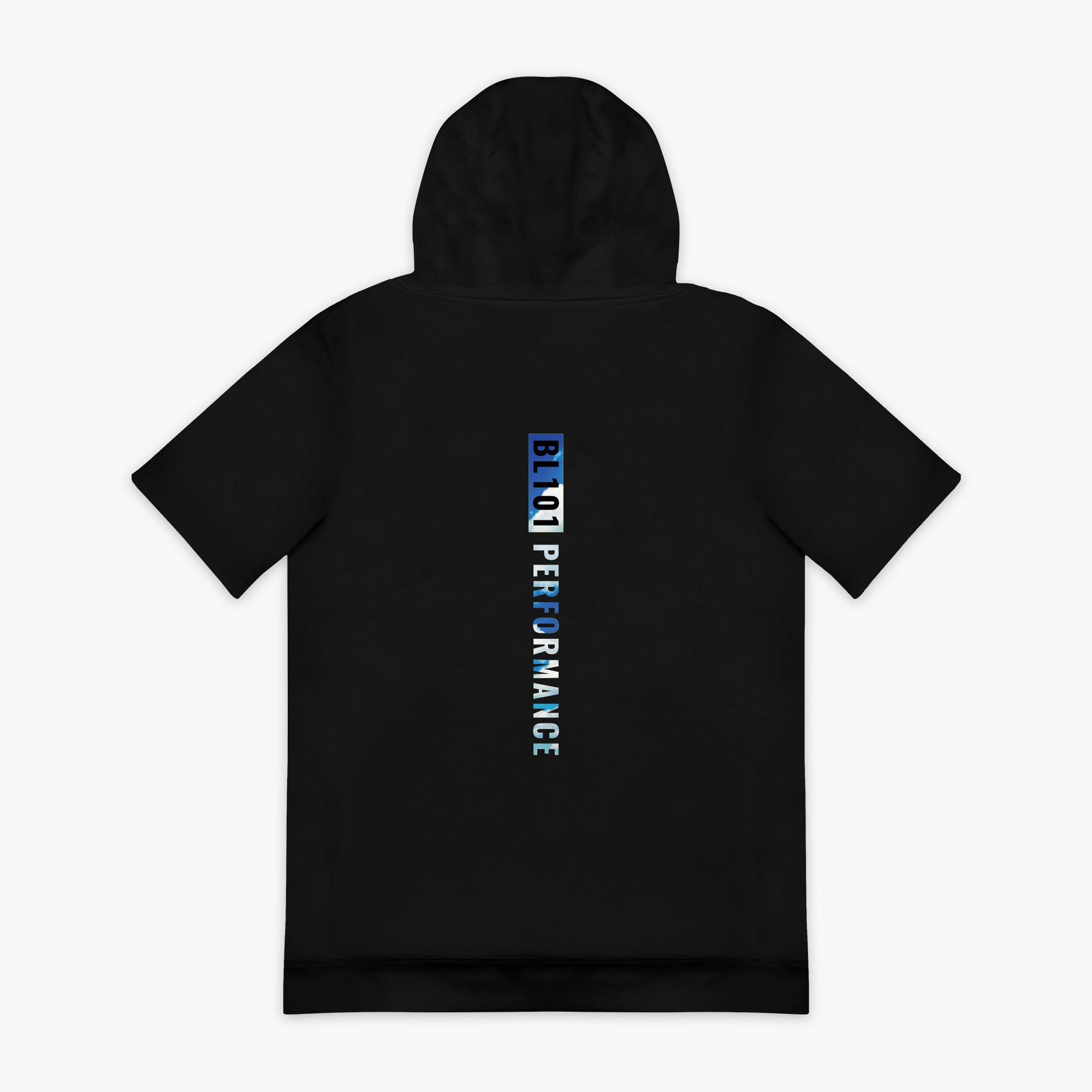 Blue BSBL-SZN Dream Chaser short sleeve hoodie — back view