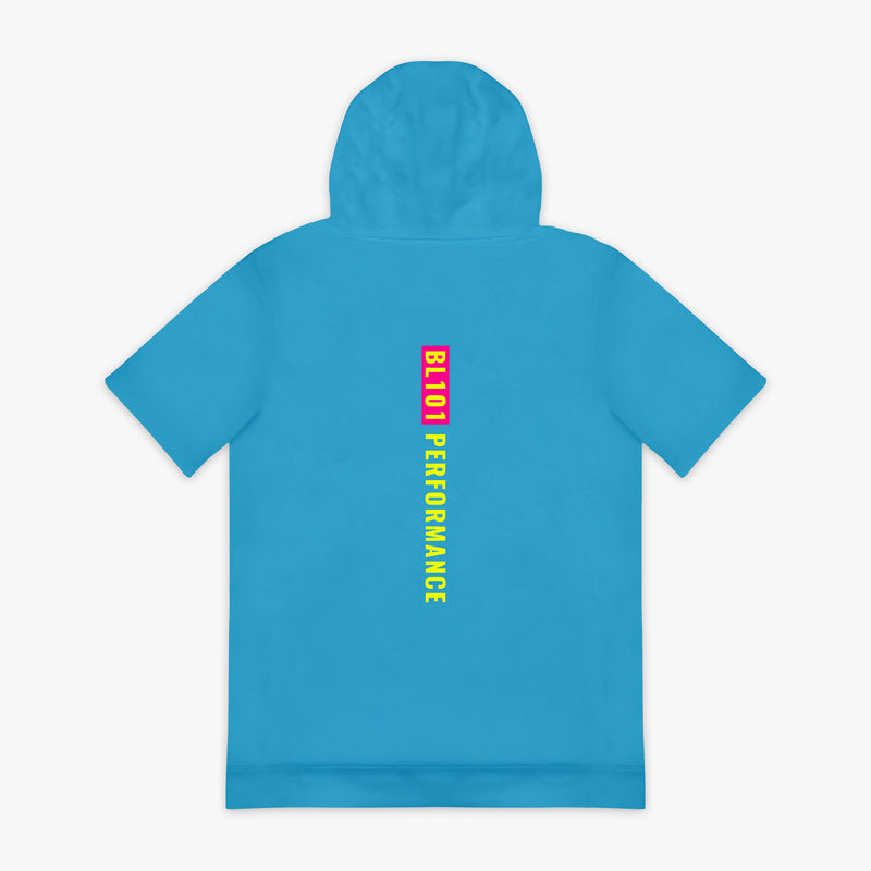 Blue BSBL-SZN Highlighter Blue youth short sleeve hoodie — back view