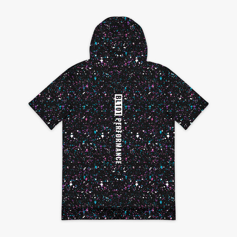 Blue BSBL-SZN Galaxy short sleeve hoodie — back view