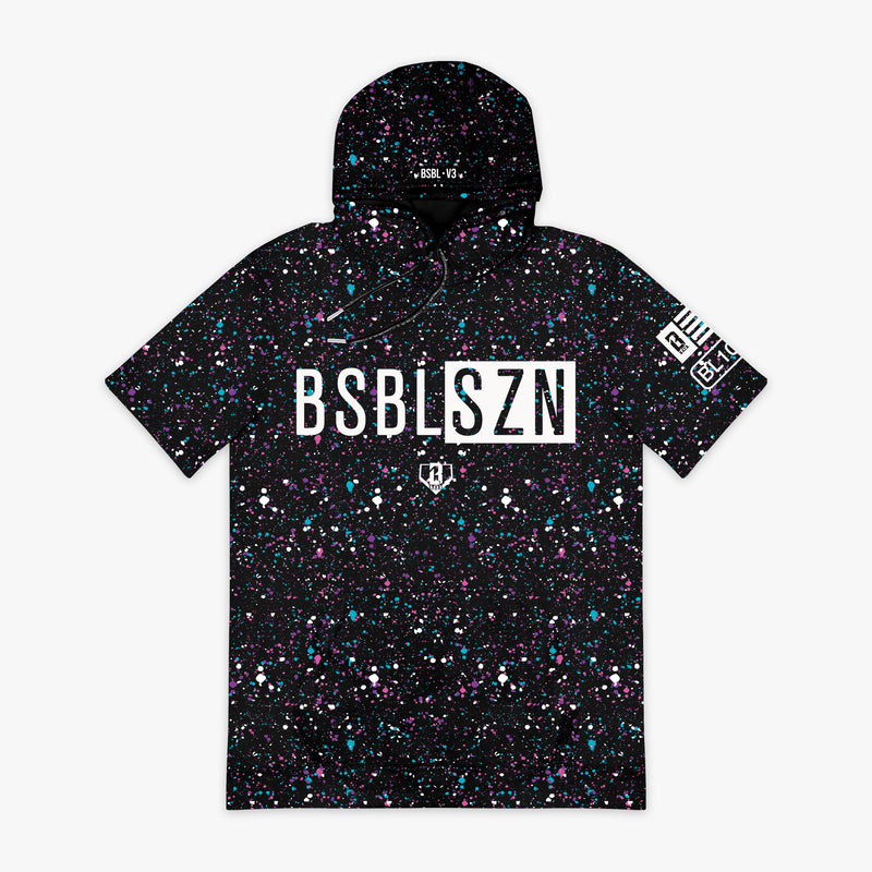 Blue BSBL-SZN Galaxy short sleeve hoodie — front view