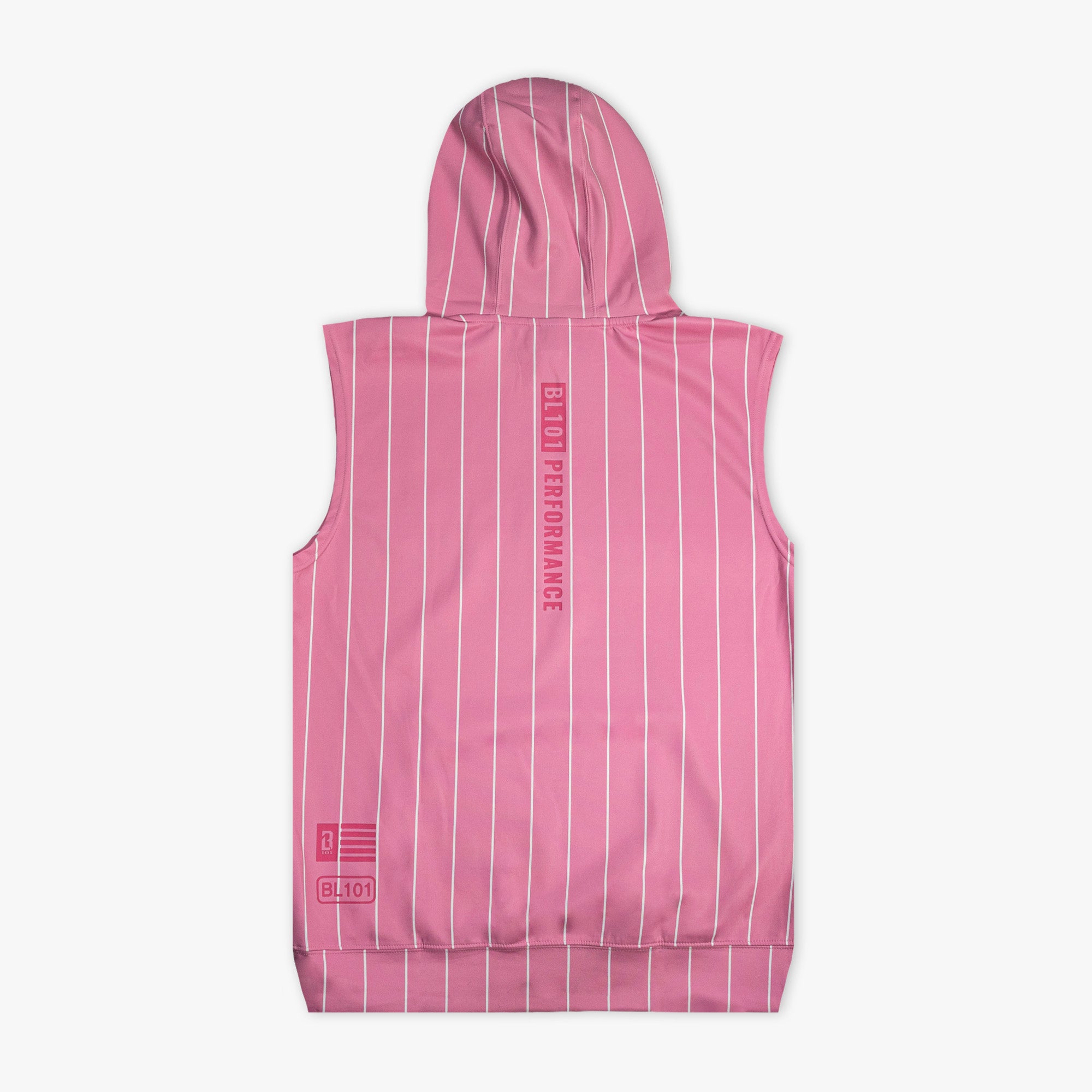 BSBL-SZN Sleeveless Youth Hoodie V3 - Pink Pinstripes - Baseball