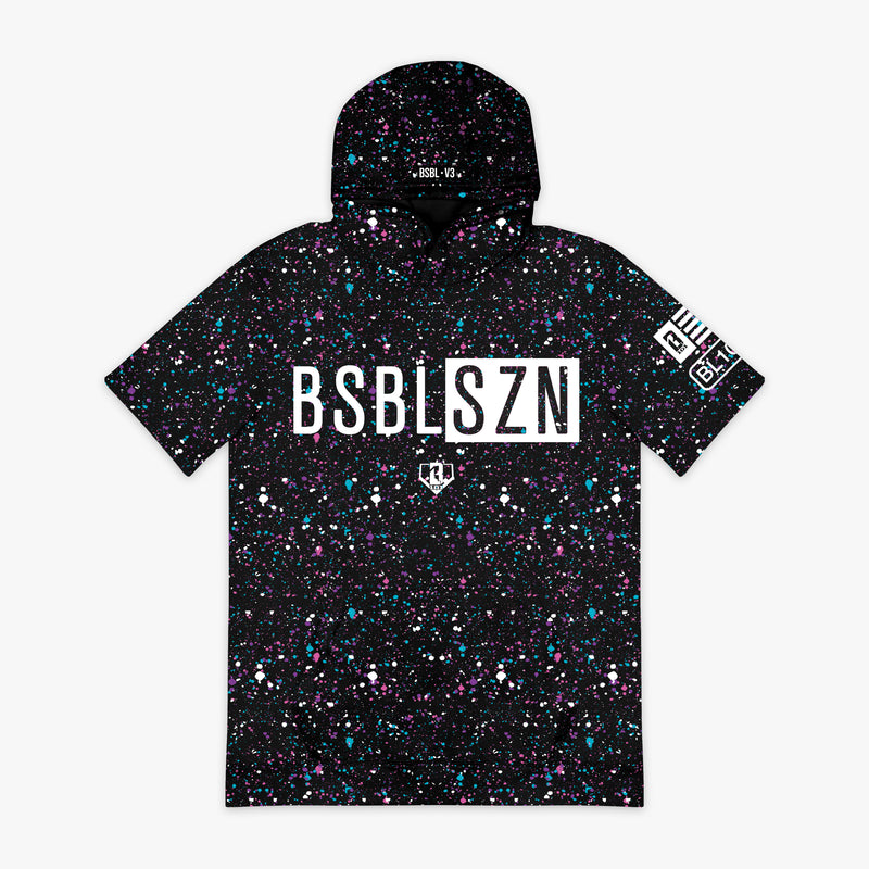 Blue BSBL-SZN Galaxy youth short sleeve hoodie — front view