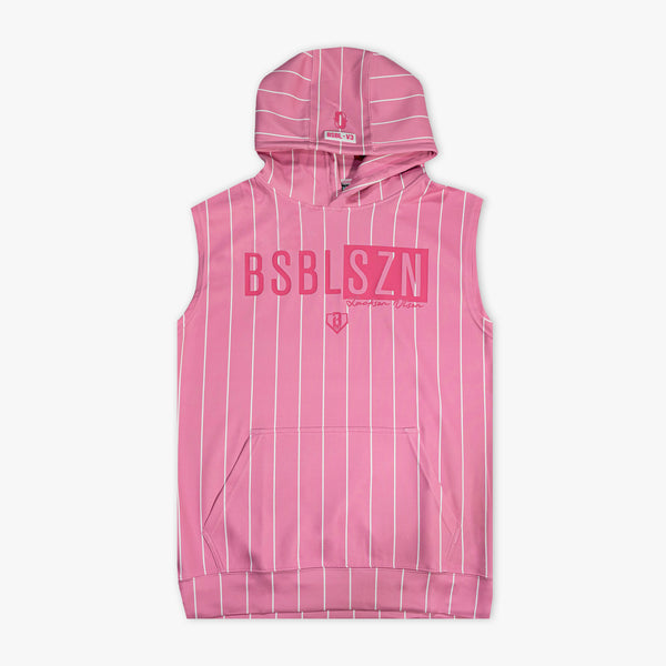 BSBL-SZN Sleeveless Youth Hoodie V3 - Pink Pinstripes - Baseball