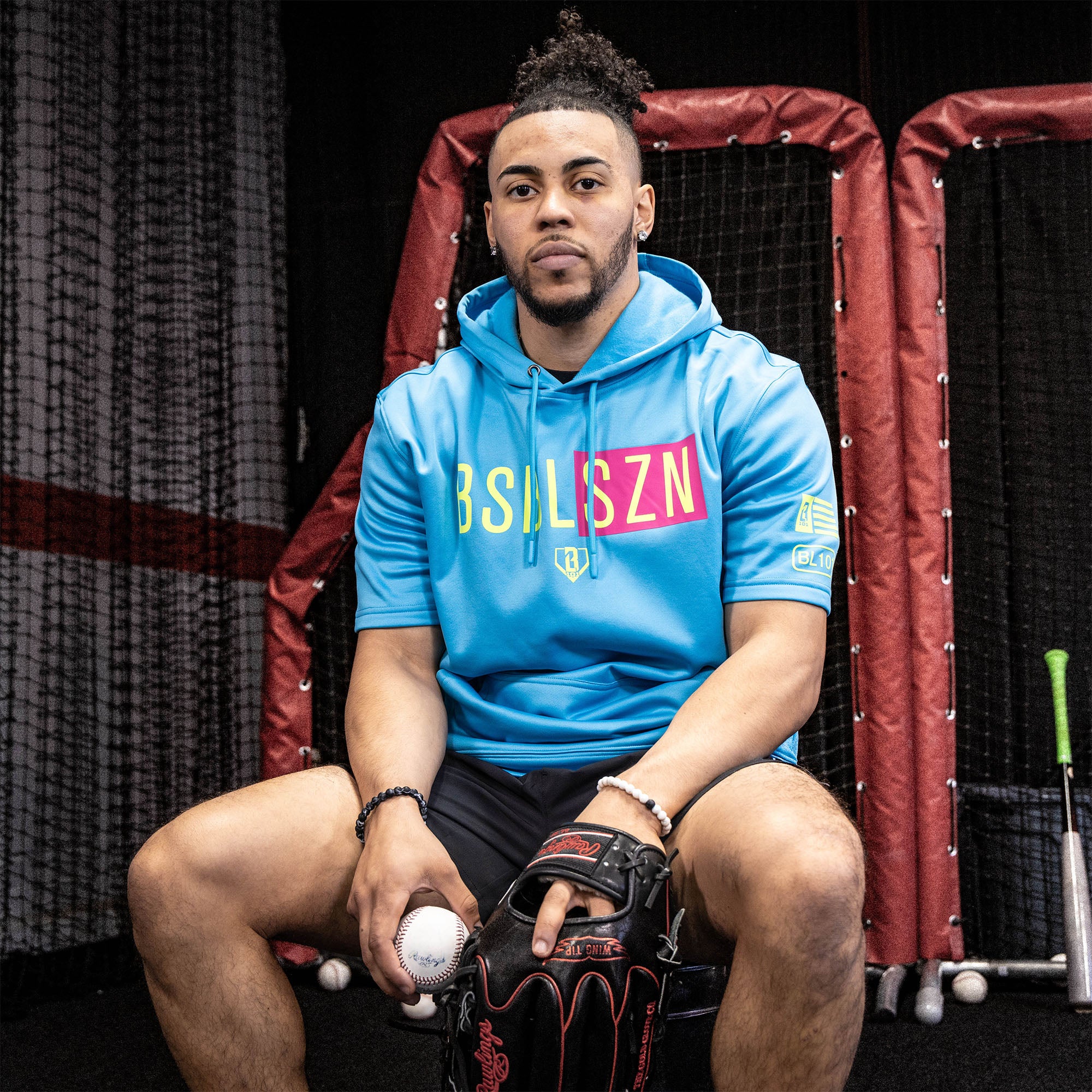 BSBL-SZN Short Sleeve Hoodie V2 - Highlighter Blue