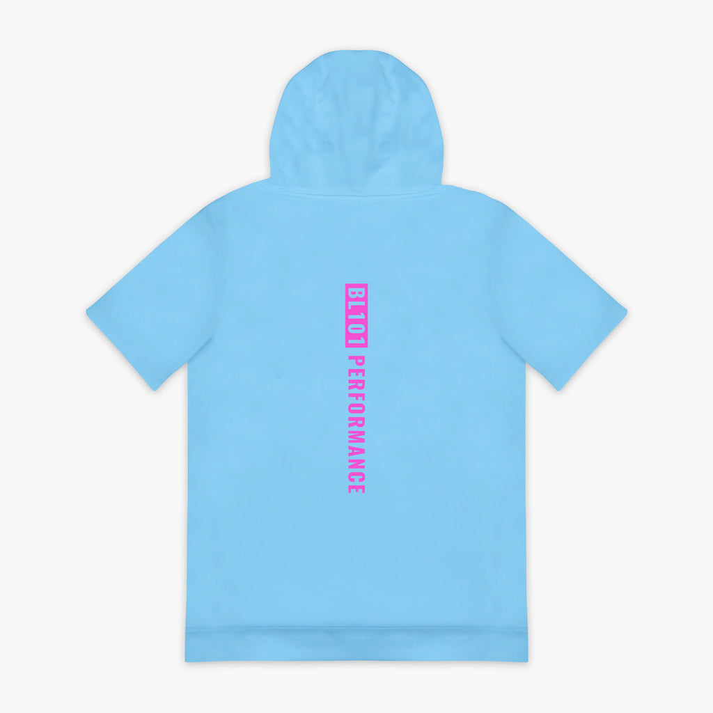 Blue BSBL-SZN Cotton Candy Blue short sleeve hoodie — back view