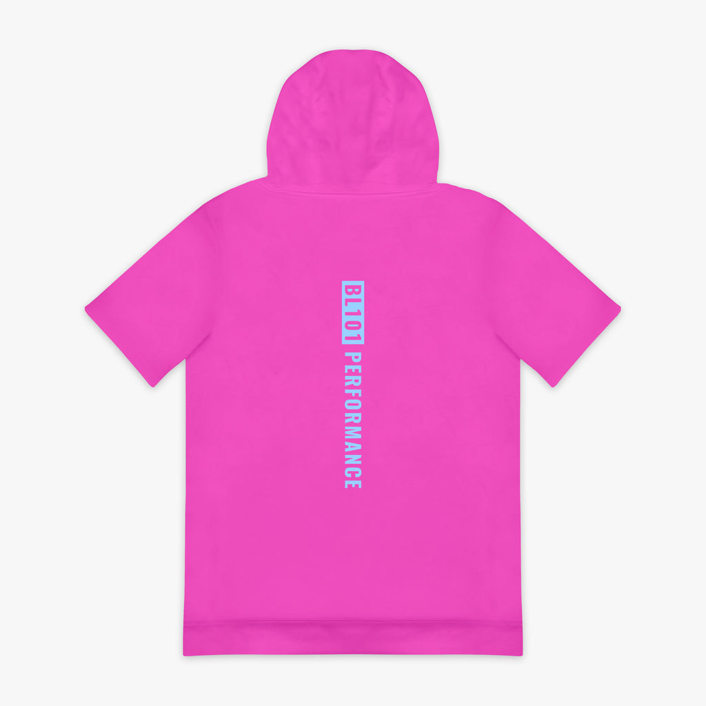 Pink BSBL-SZN Cotton Candy Pink short sleeve hoodie — back view